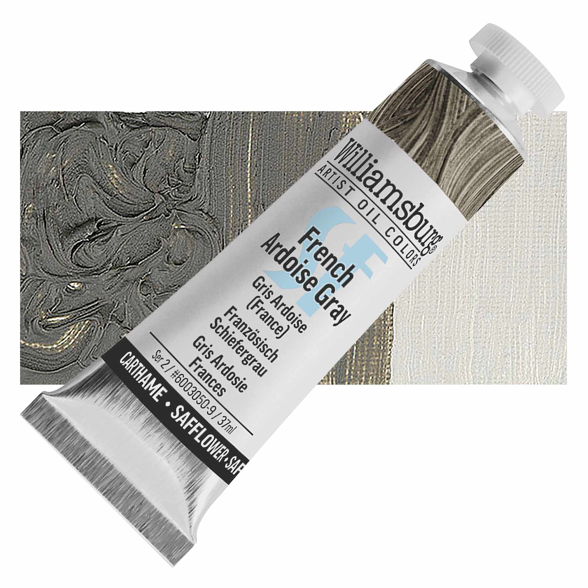 Williamsburg Handmade Safflower Oil Color - French Ardiose Grey, 37 ml tube and swatch