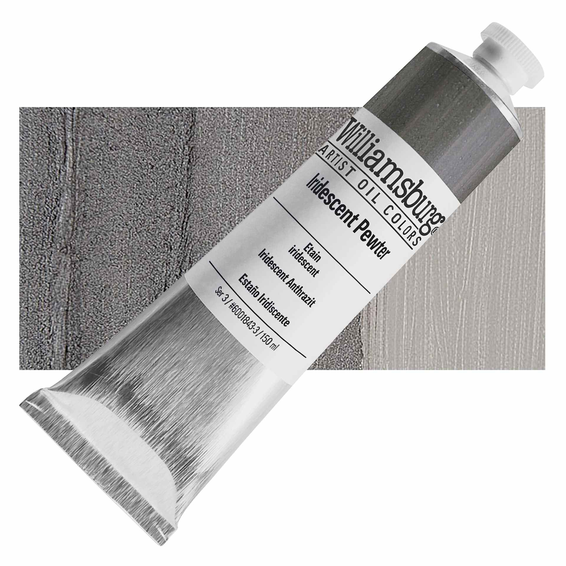 Williamsburg Handmade Oil Paint - Iridescent Pewter, 150 ml tube and swatch