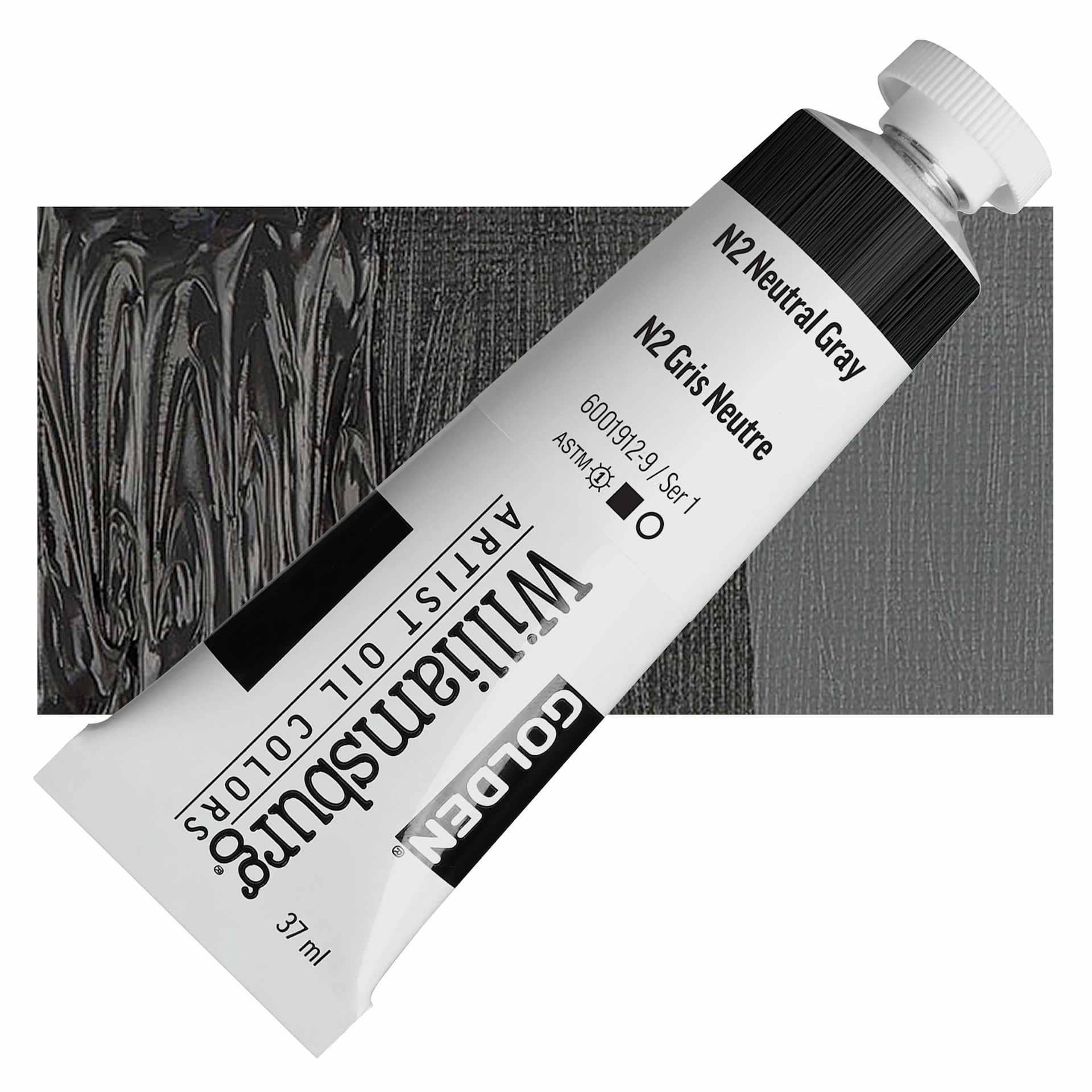 Williamsburg Handmade Oil Paint - N2 Neutral Gray, 37 ml tube and swatch