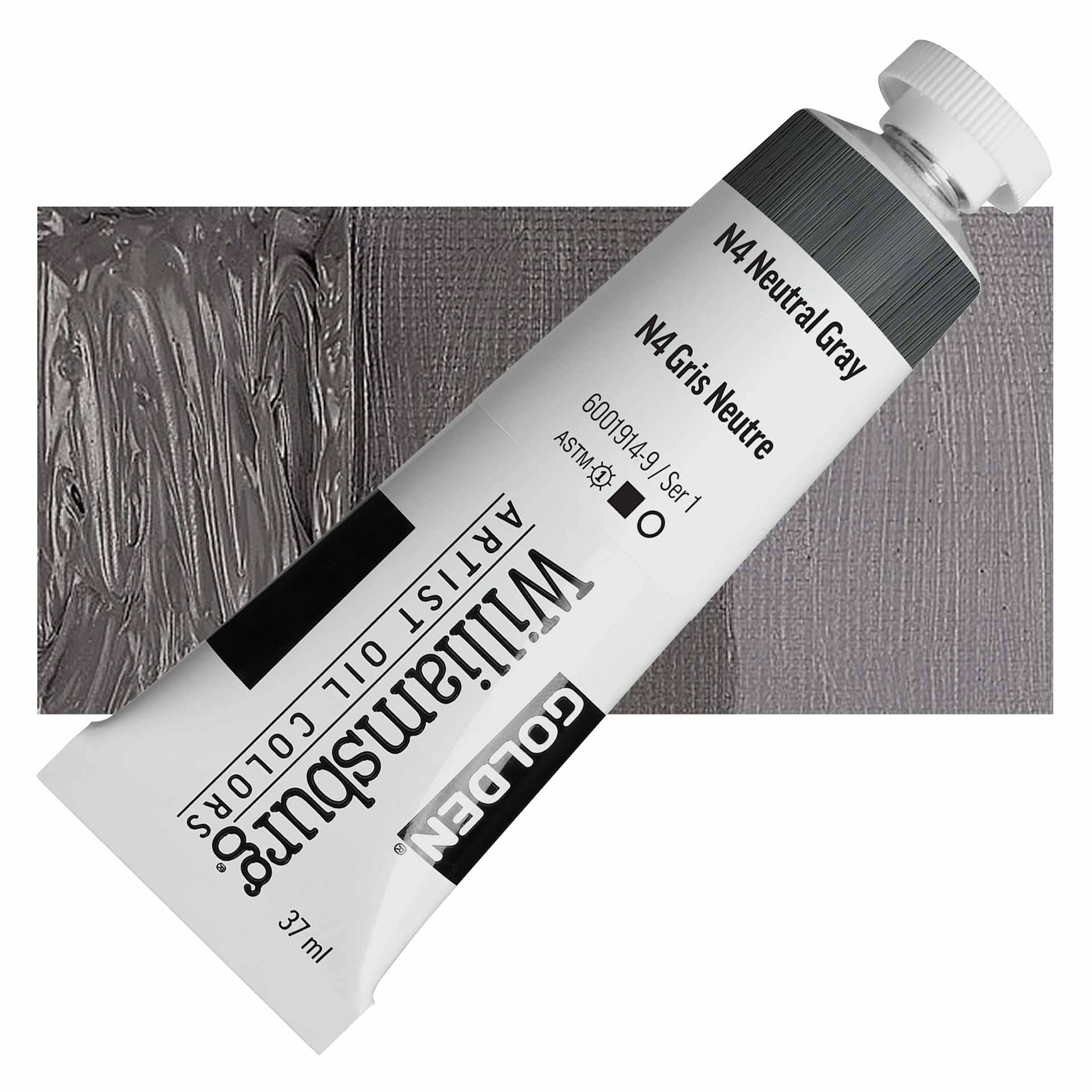 Williamsburg Handmade Oil Paint - N4 Neutral Gray, 37 ml tube and swatch