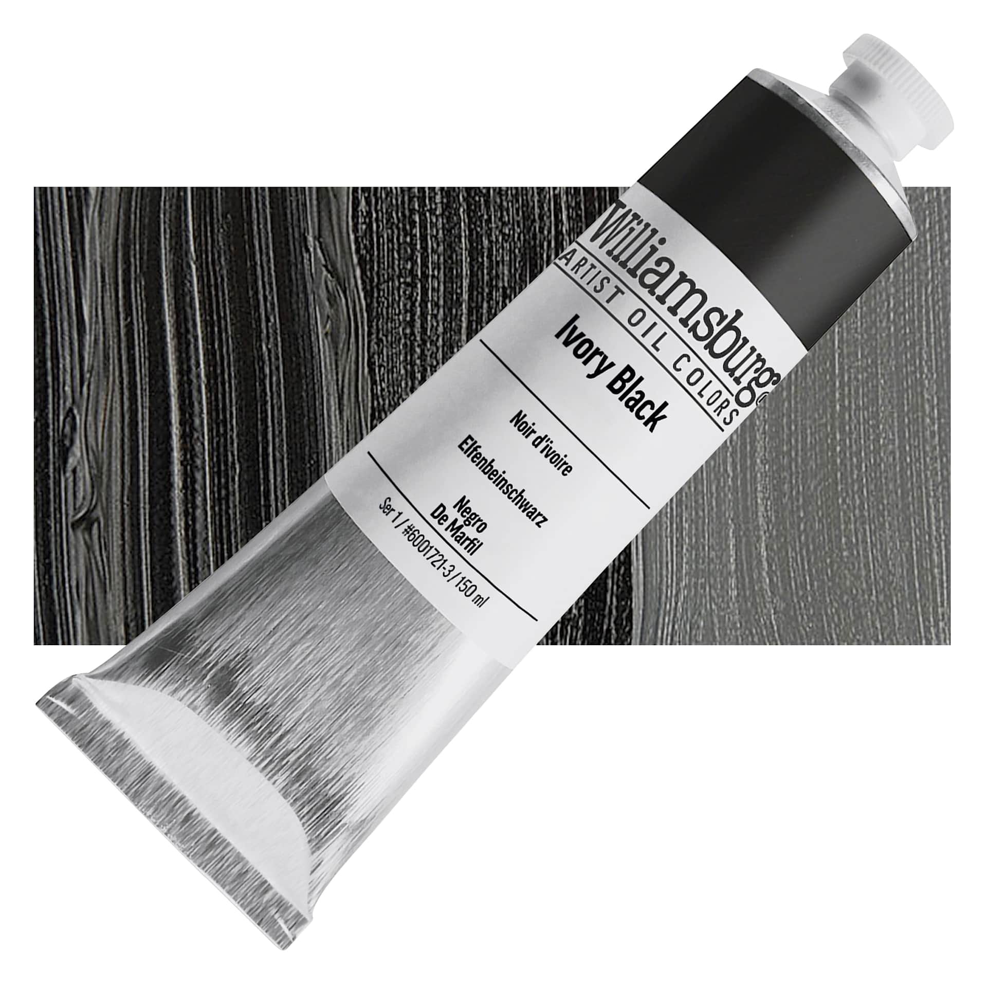 Williamsburg Handmade Oil Paint - Ivory Black, 150 ml tube and swatch