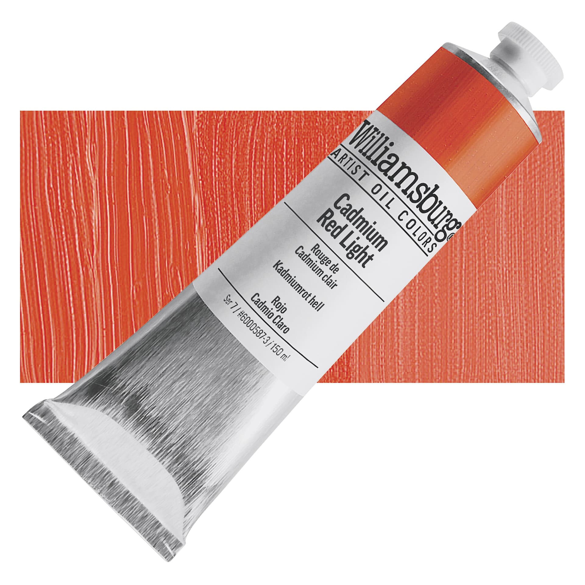 Williamsburg Handmade Oil Paint - Cadmium Red Light, 150 ml tube and swatch