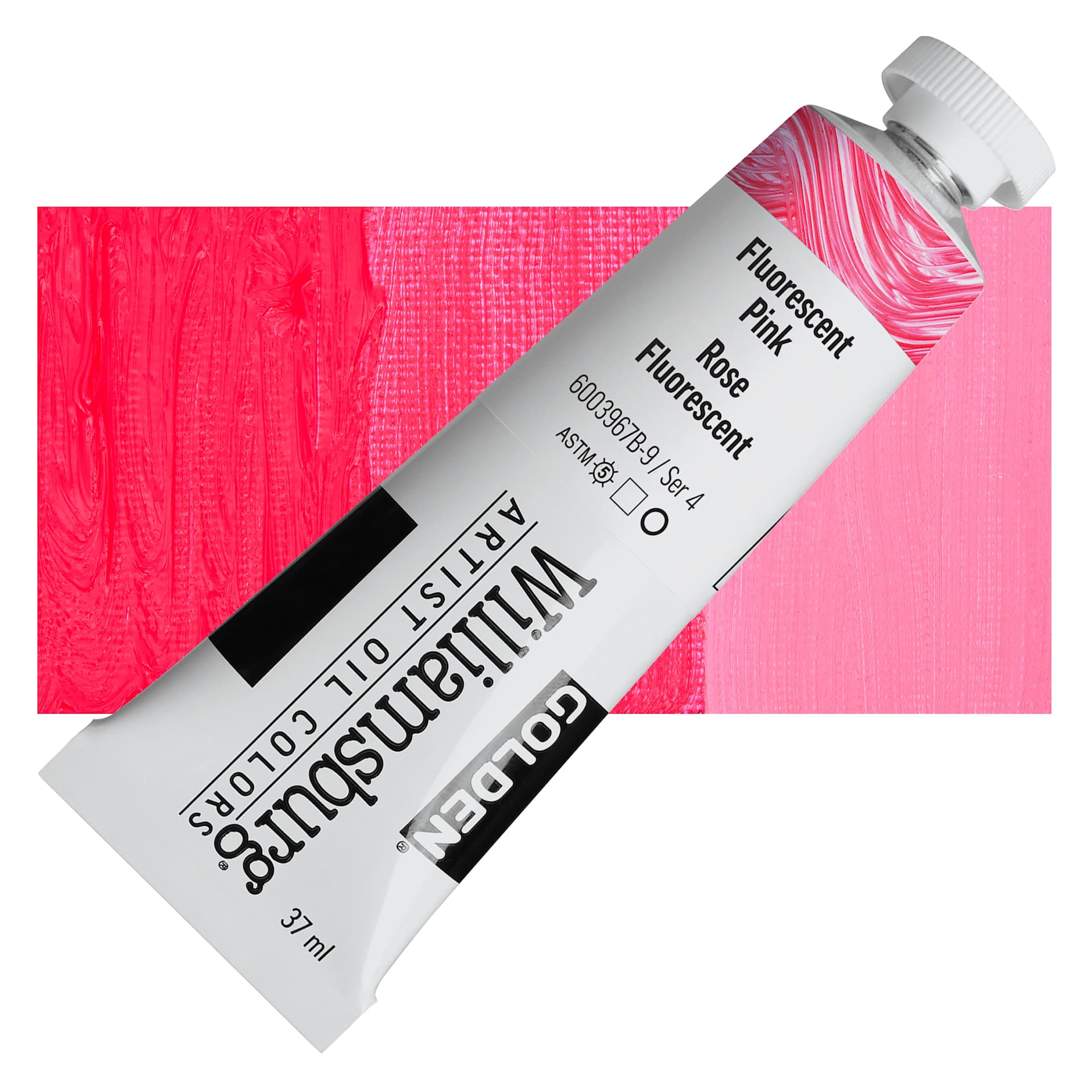 Williamsburg Handmade Oil Paint - Fluorescent Pink, 37 ml tube and swatch
