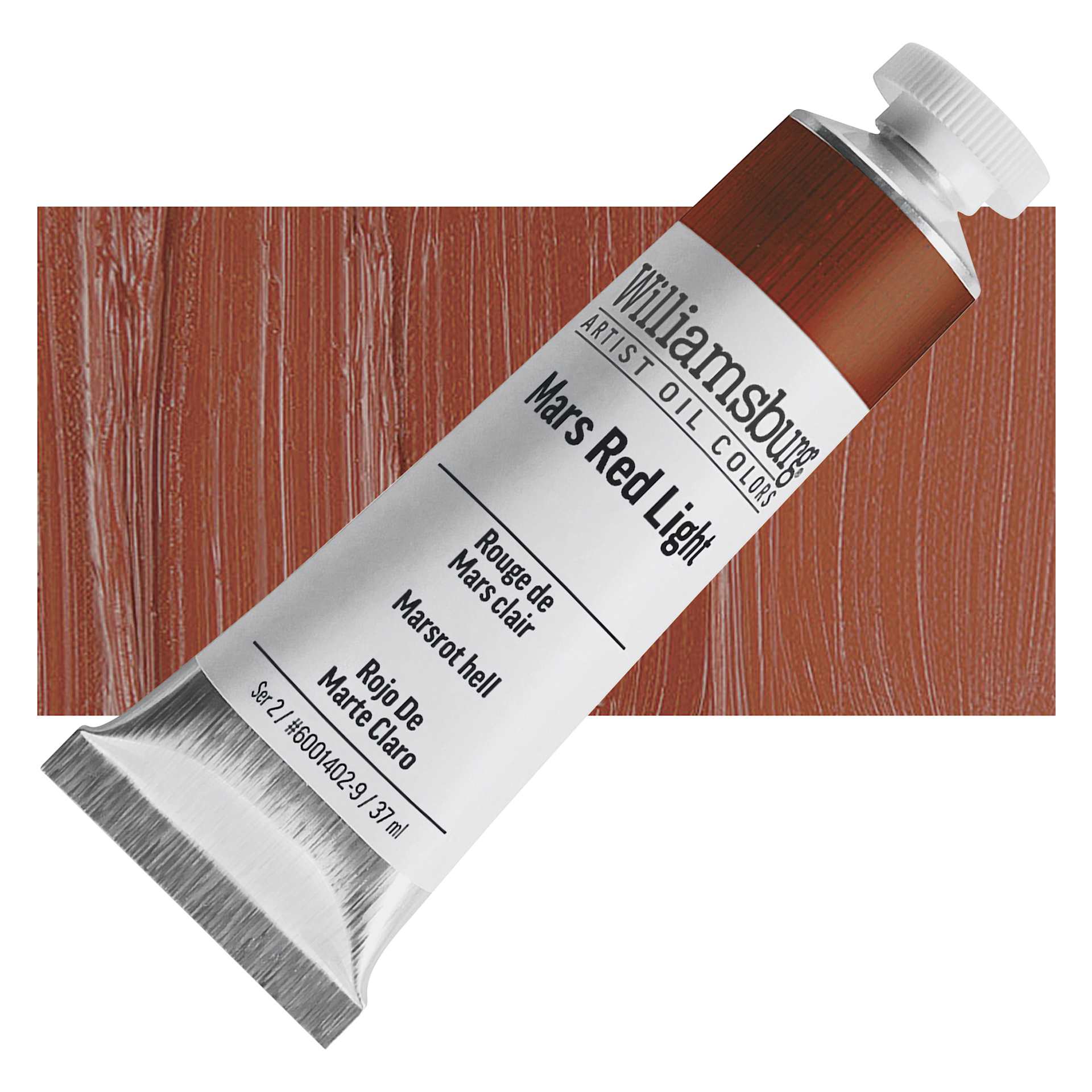 Williamsburg Handmade Oil Paint - Mars Red Light, 37 ml tube and swatch