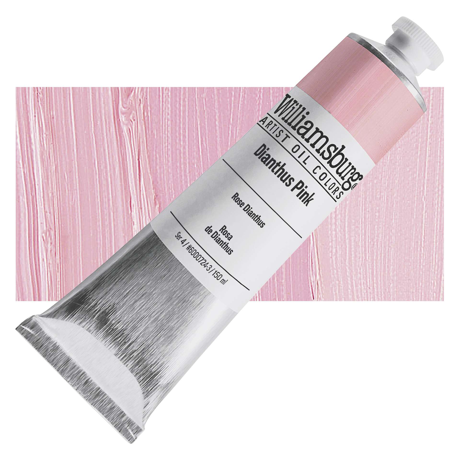 Williamsburg Handmade Oil Paint - Dianthus Pink, 150 ml tube and swatch