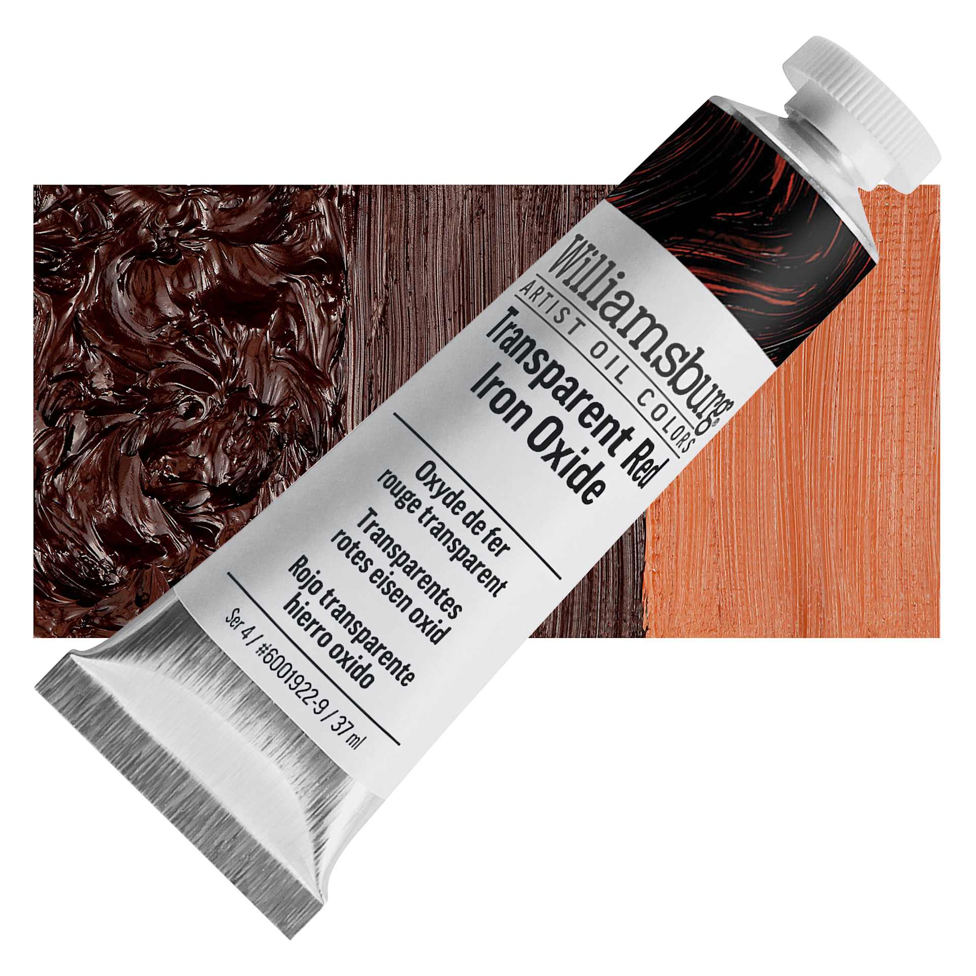 Williamsburg Handmade Oil Paint - Transparent Red Iron Oxide, 37 ml tube and swatch