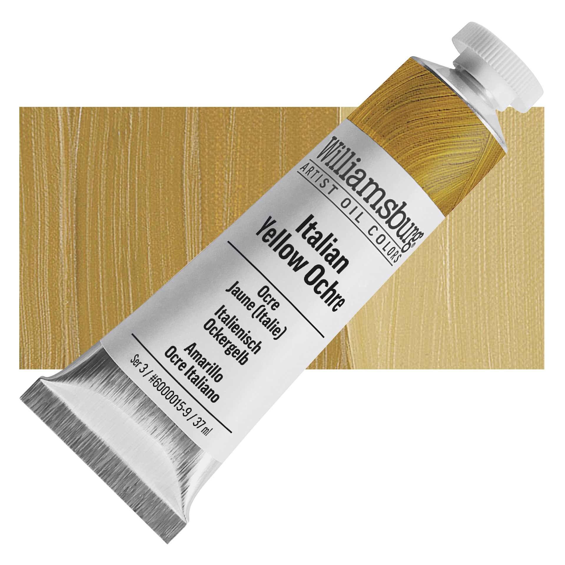 Williamsburg Handmade Oil Paint - Italian Yellow Ochre, 37 ml tube and swatch