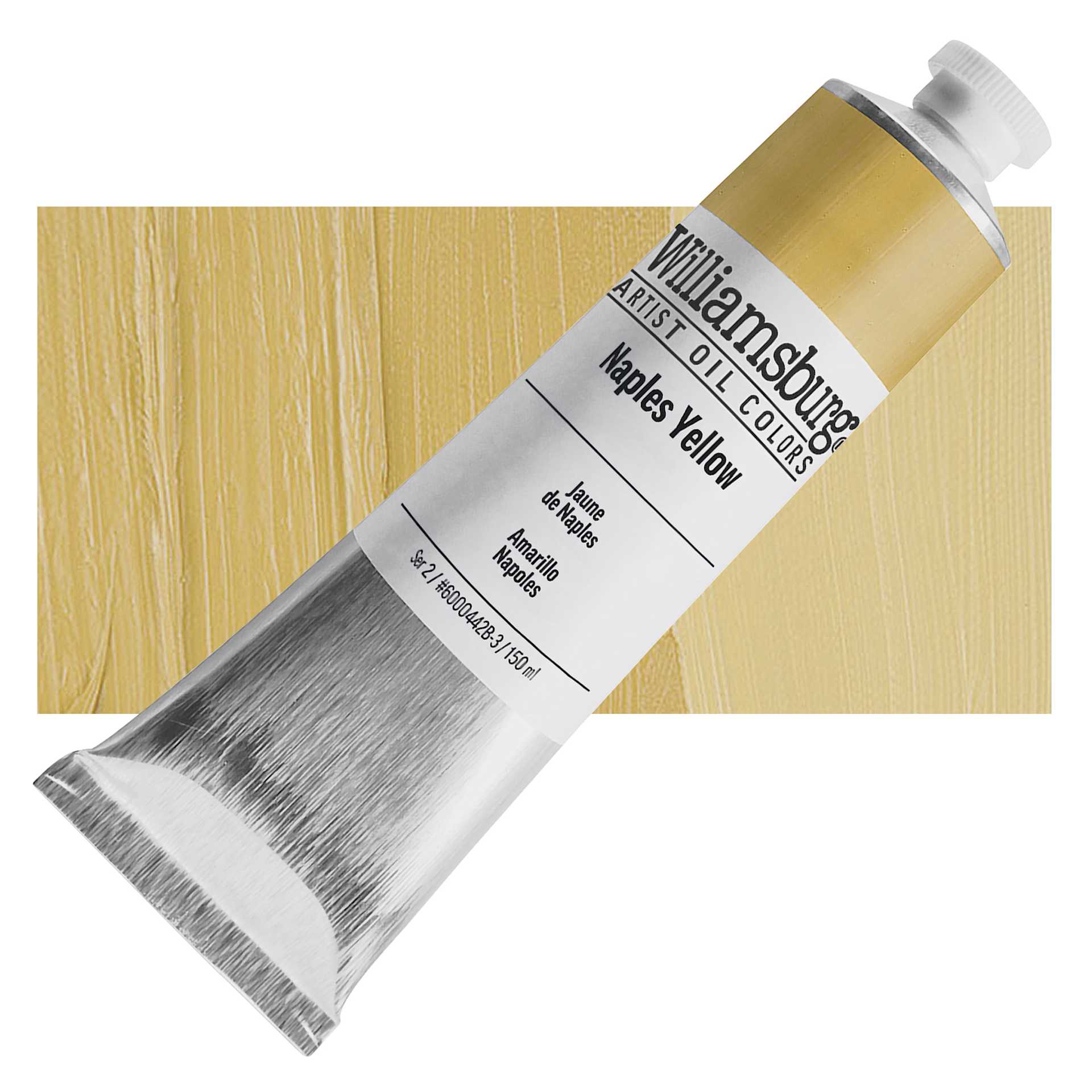 Williamsburg Handmade Oil Paint - Naples Yellow, 150 ml tube and swatch