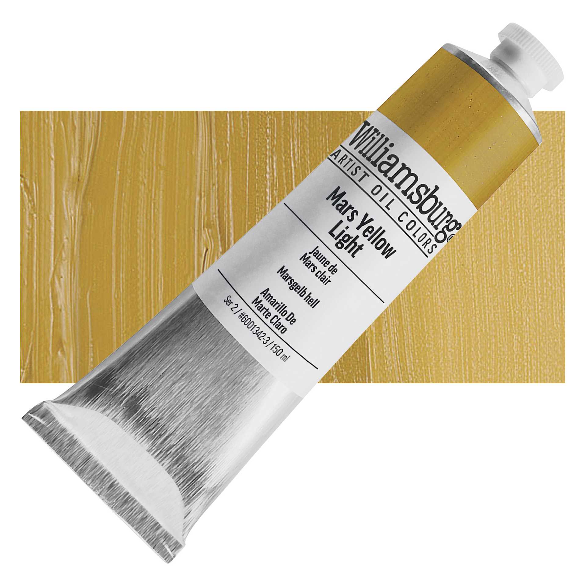 Williamsburg Handmade Oil Paint - Mars Yellow Light, 150 ml tube and swatch