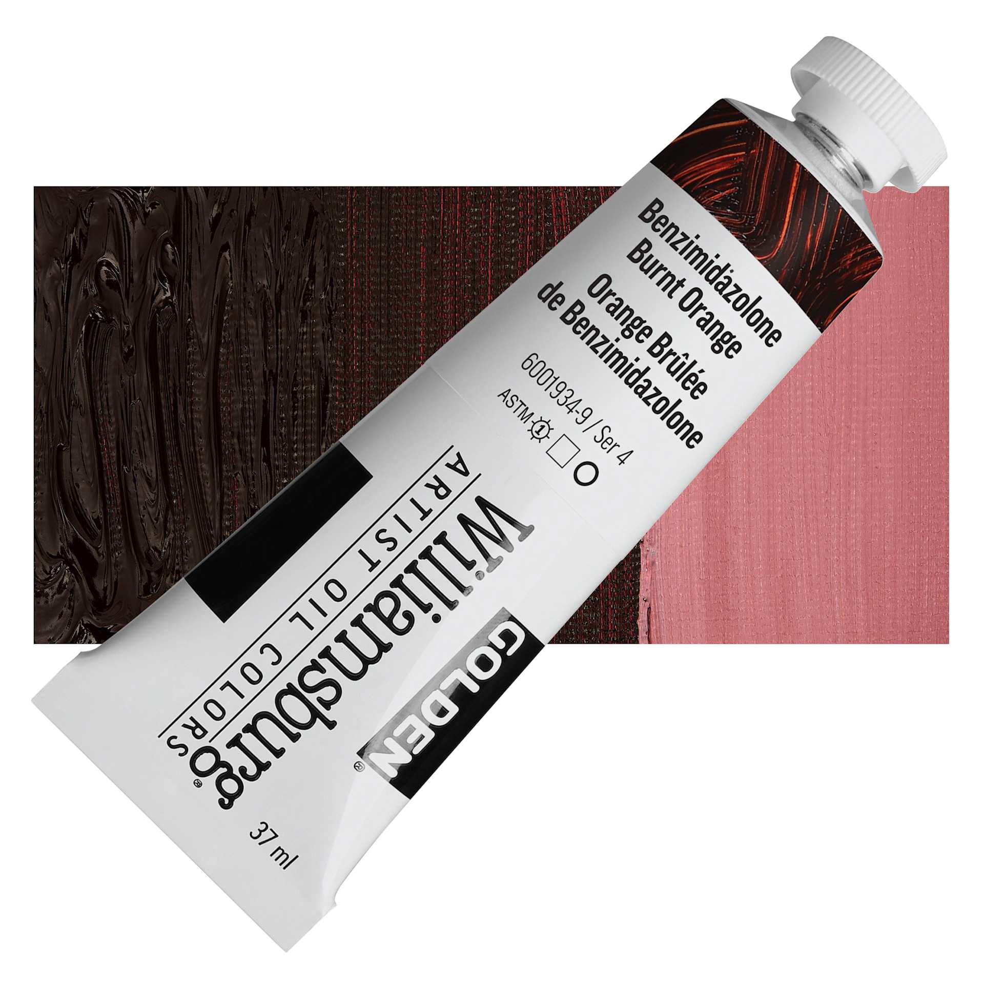 Williamsburg Handmade Oil Paint - Benzimidazolone Burnt Orange, 37 ml tube and swatch