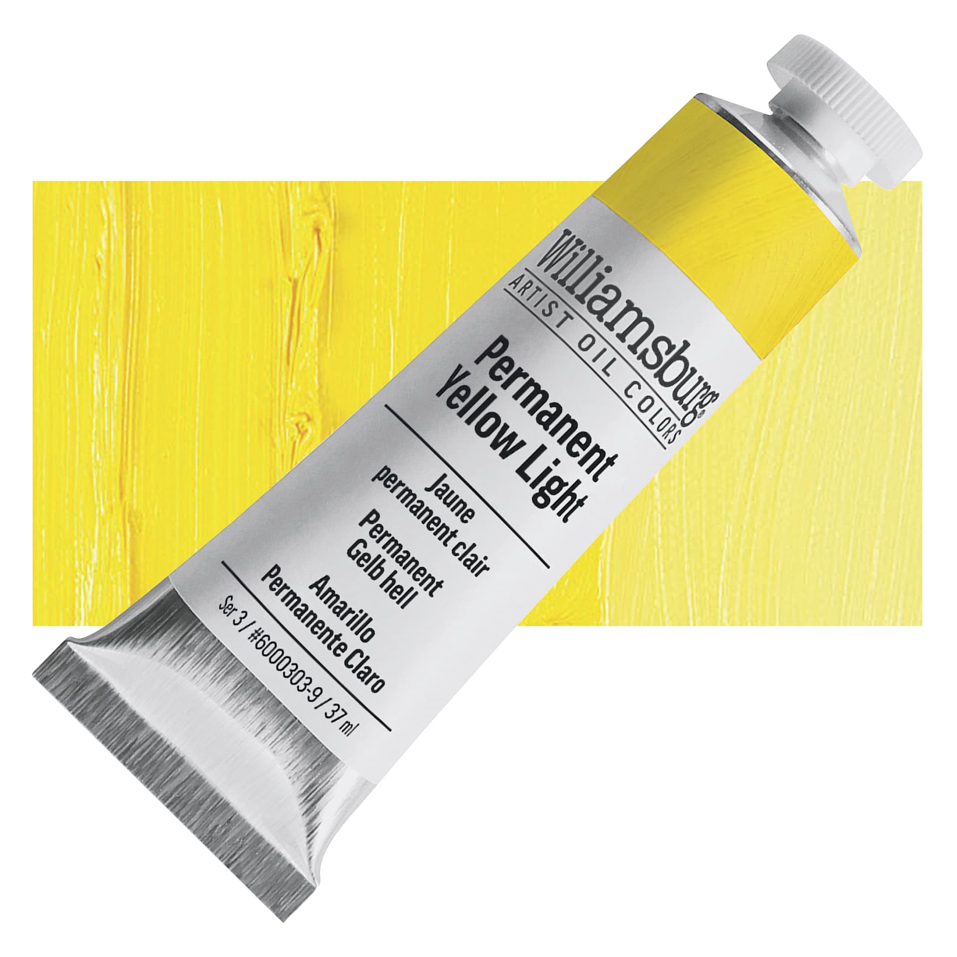 Williamsburg Handmade Oil Paint - Permanent Yellow Light, 37 ml tube and swatch