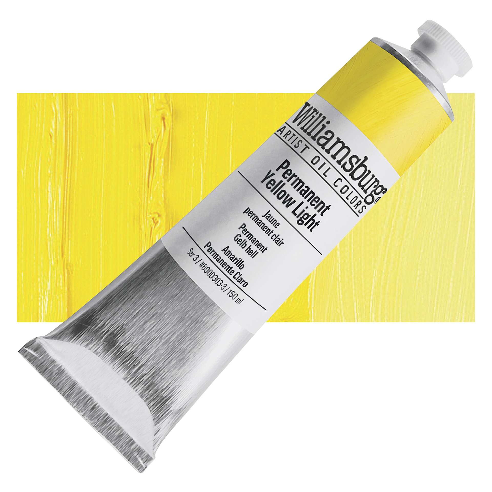 Williamsburg Handmade Oil Paint - Permanent Yellow Light, 150 ml tube and swatch