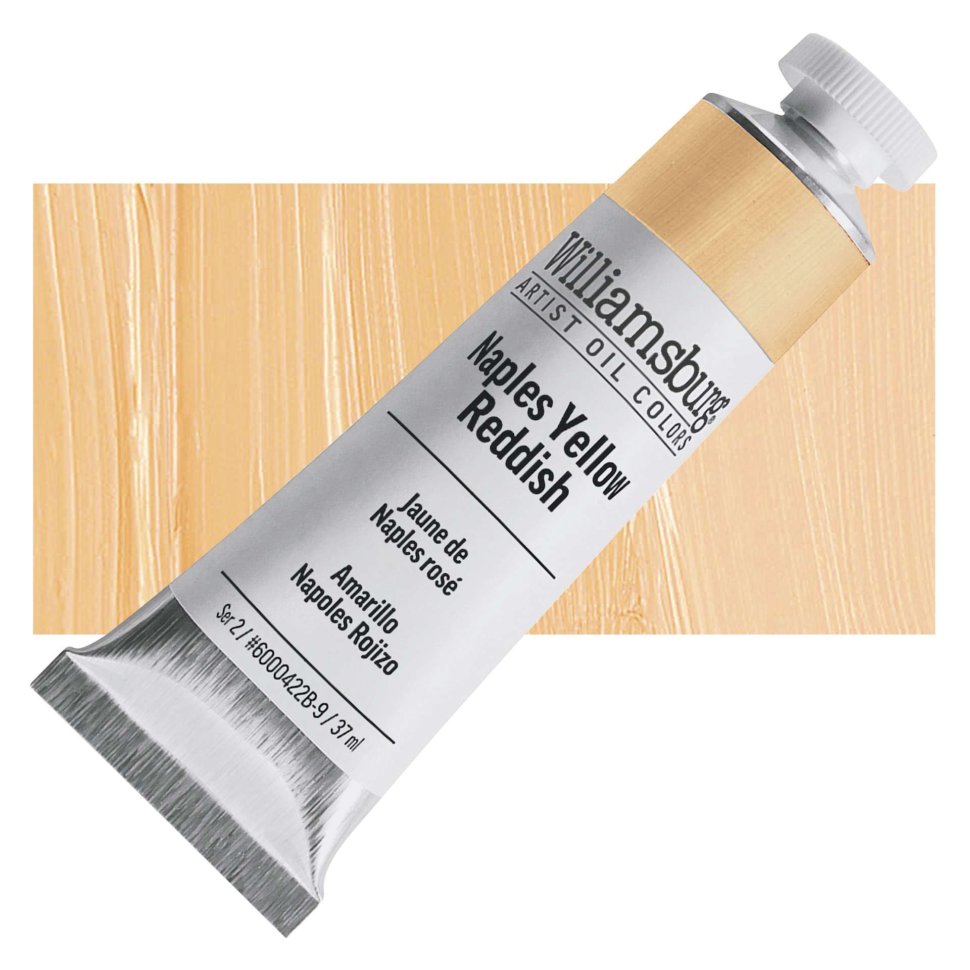 Williamsburg Handmade Oil Paint - Naples Yellow Reddish, 37 ml tube and swatch