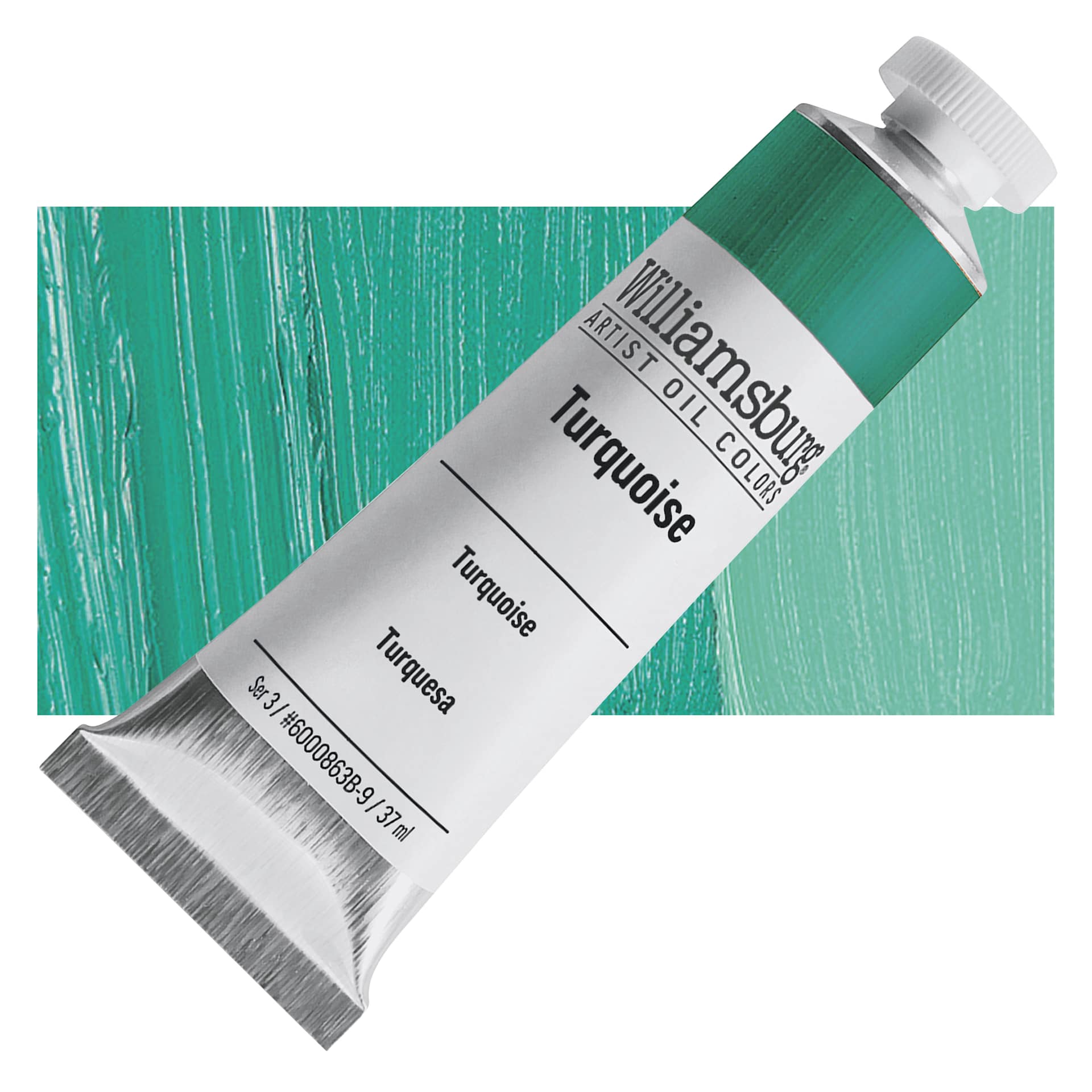 Williamsburg Handmade Oil Paint - Turquoise, 37 ml tube and swatch