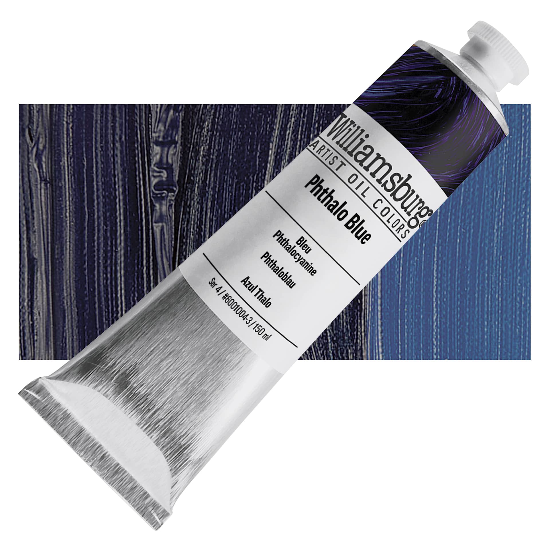 Williamsburg Handmade Oil Paint - Phthalo Blue, 150 ml tube and swatch