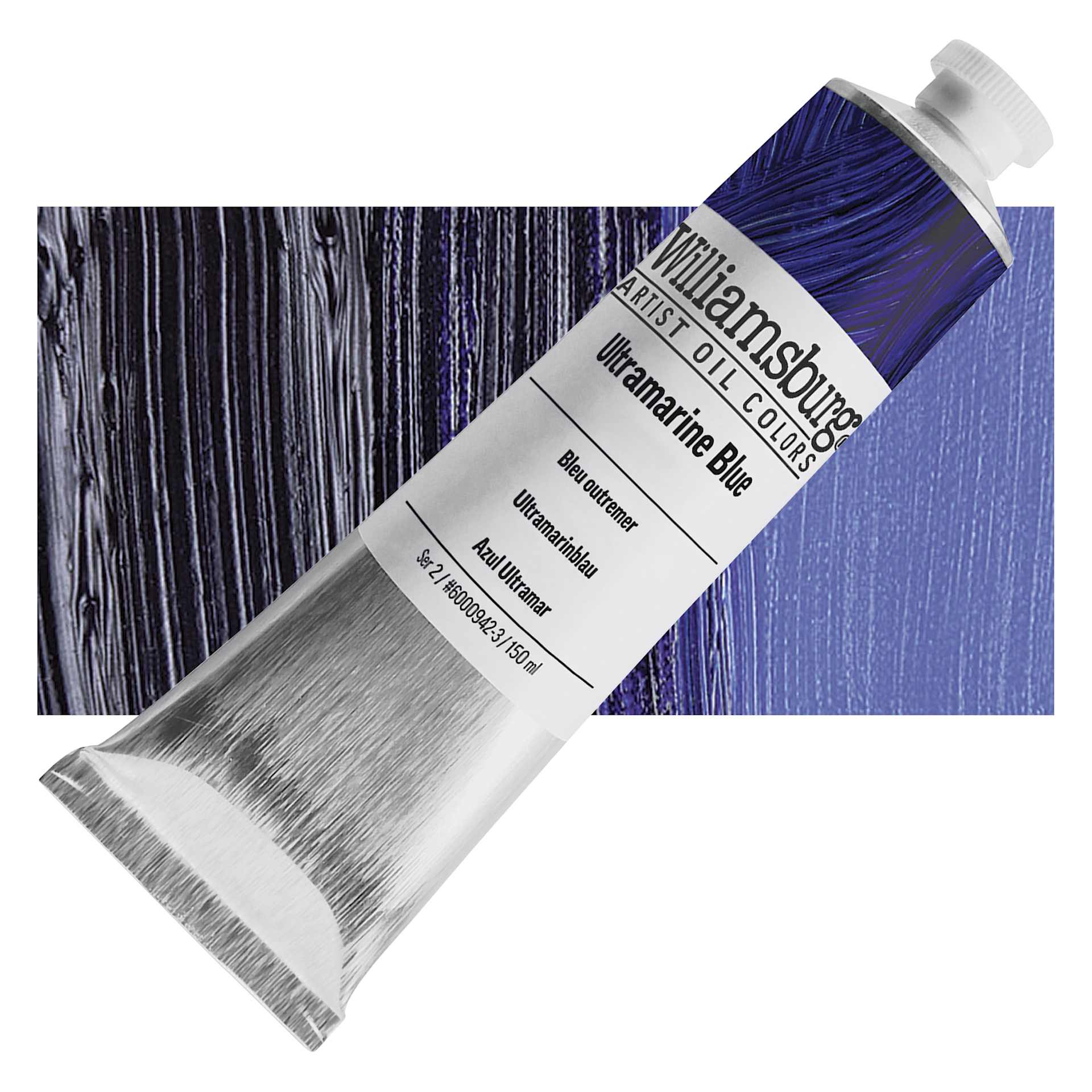 Williamsburg Handmade Oil Paint - Ultramarine Blue, 150 ml tube and swatch