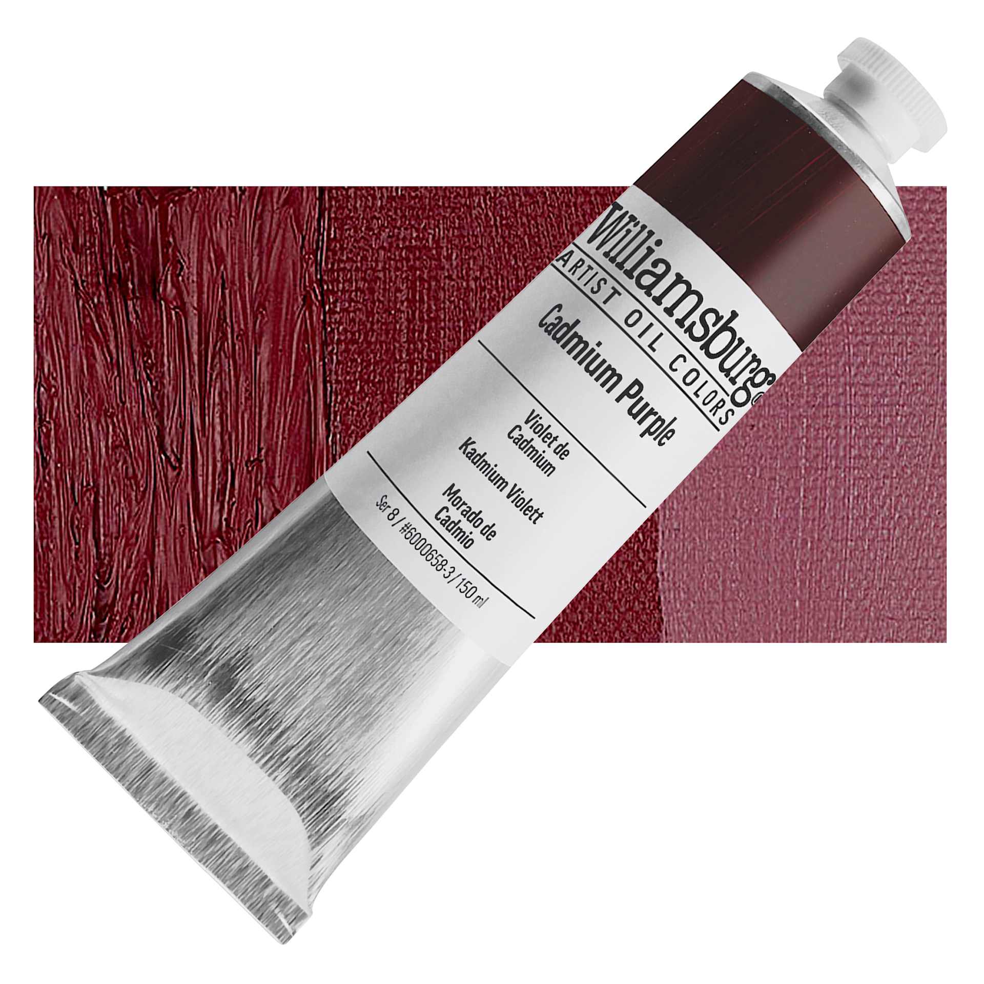 Williamsburg Handmade Oil Paint - Cadmium Purple, 150 ml tube and swatch