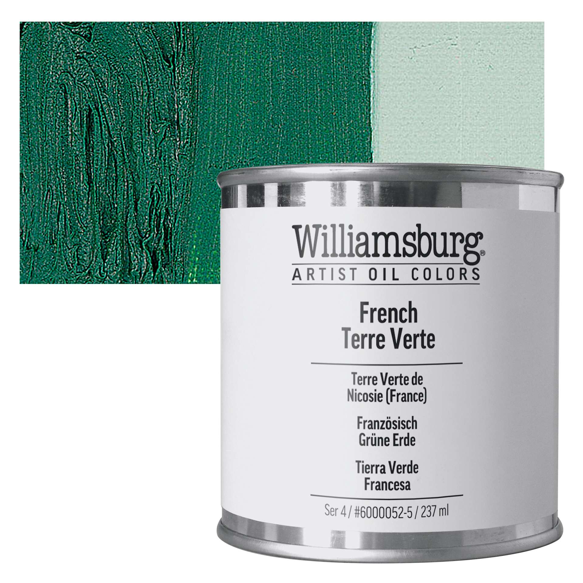 Williamsburg Handmade Oil Paint - French Terre Verte, 8 oz can and swatch