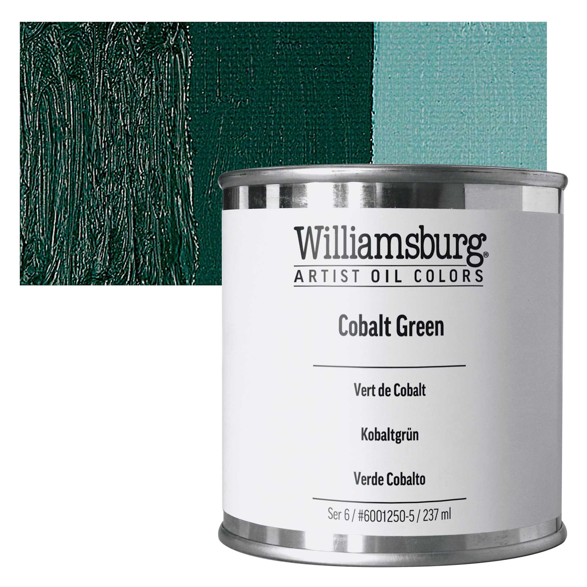 Williamsburg Handmade Oil Paint - Cobalt Green, 8 oz can and swatch