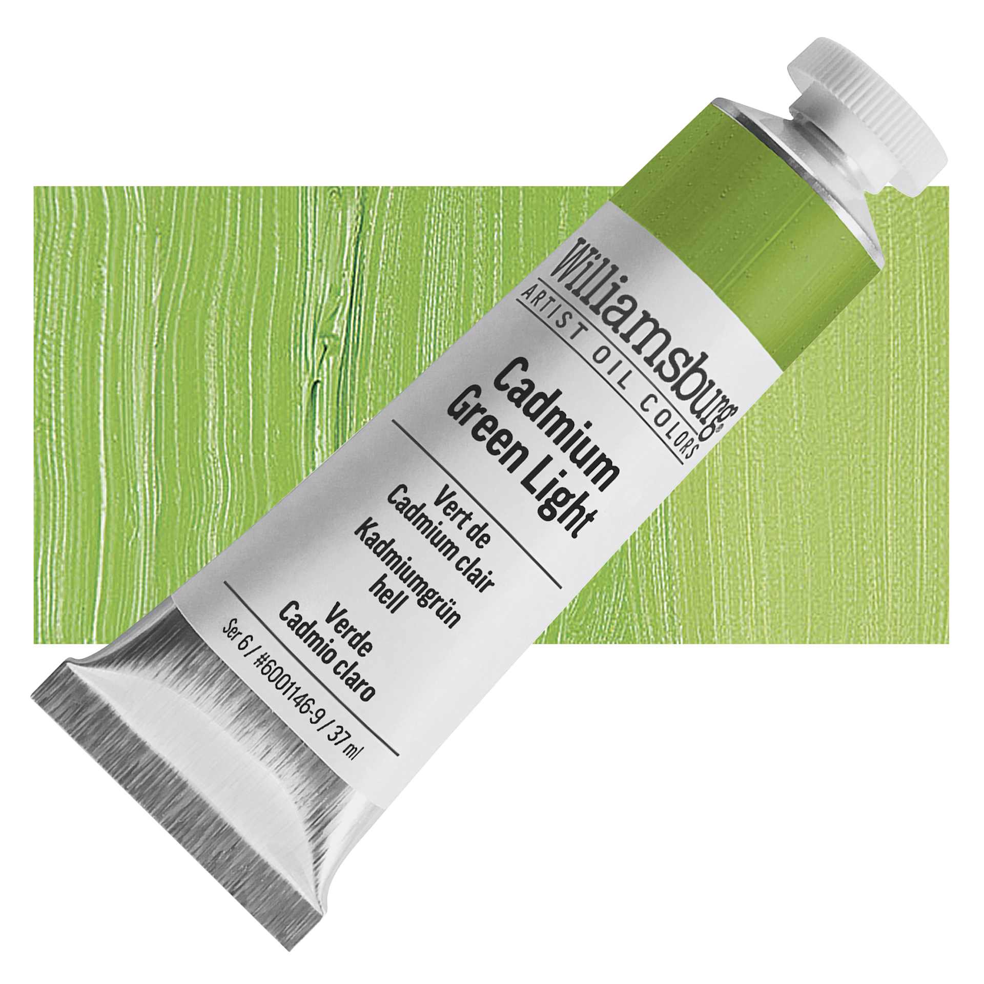 Williamsburg Handmade Oil Paint - Cadmium Green Light, 37 ml tube and swatch