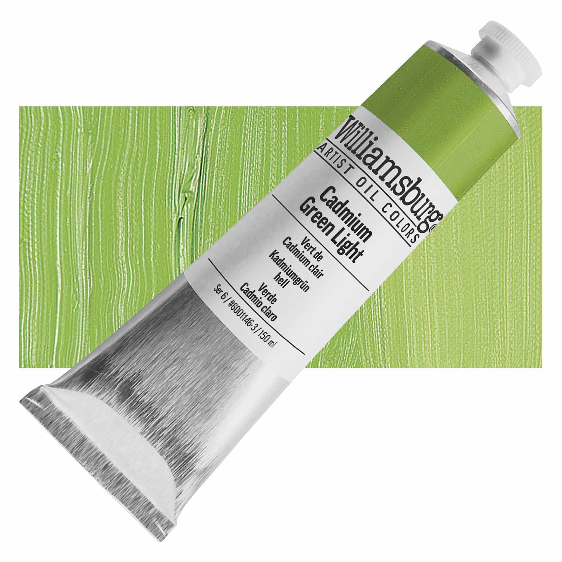Williamsburg Handmade Oil Paint - Cadmium Green Light, 150 ml tube and swatch