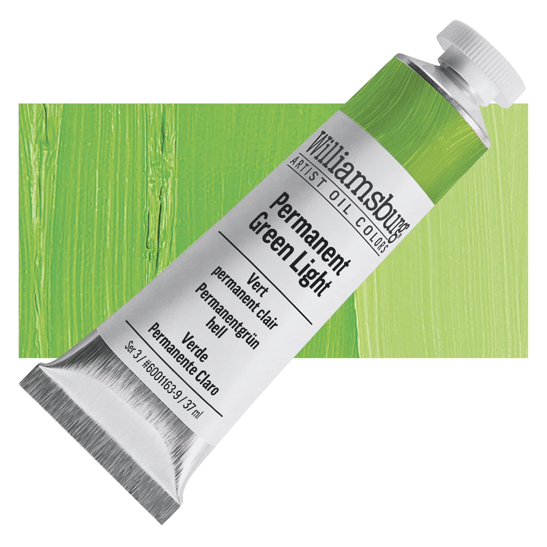 Williamsburg Handmade Oil Paint - Permanent Green Light, 37 ml tube and swatch