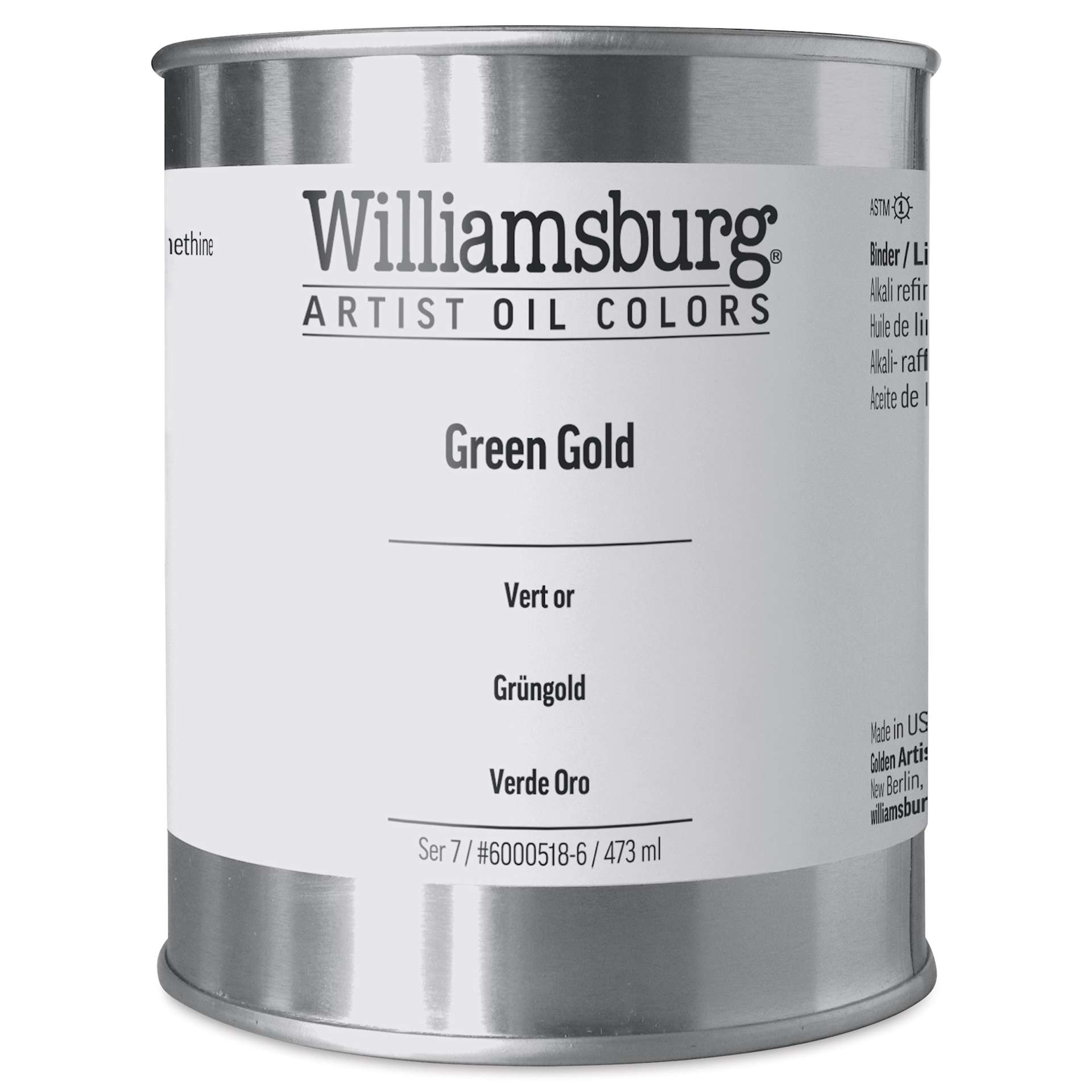 Williamsburg Handmade Oil Paint - Green Gold, 16 oz can