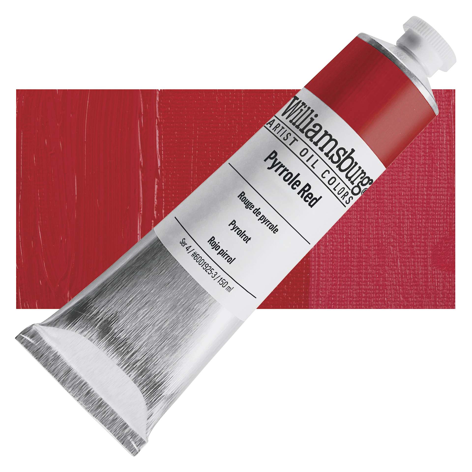Williamsburg Handmade Oil Paint - Pyrrole Red, 150 ml tube and swatch