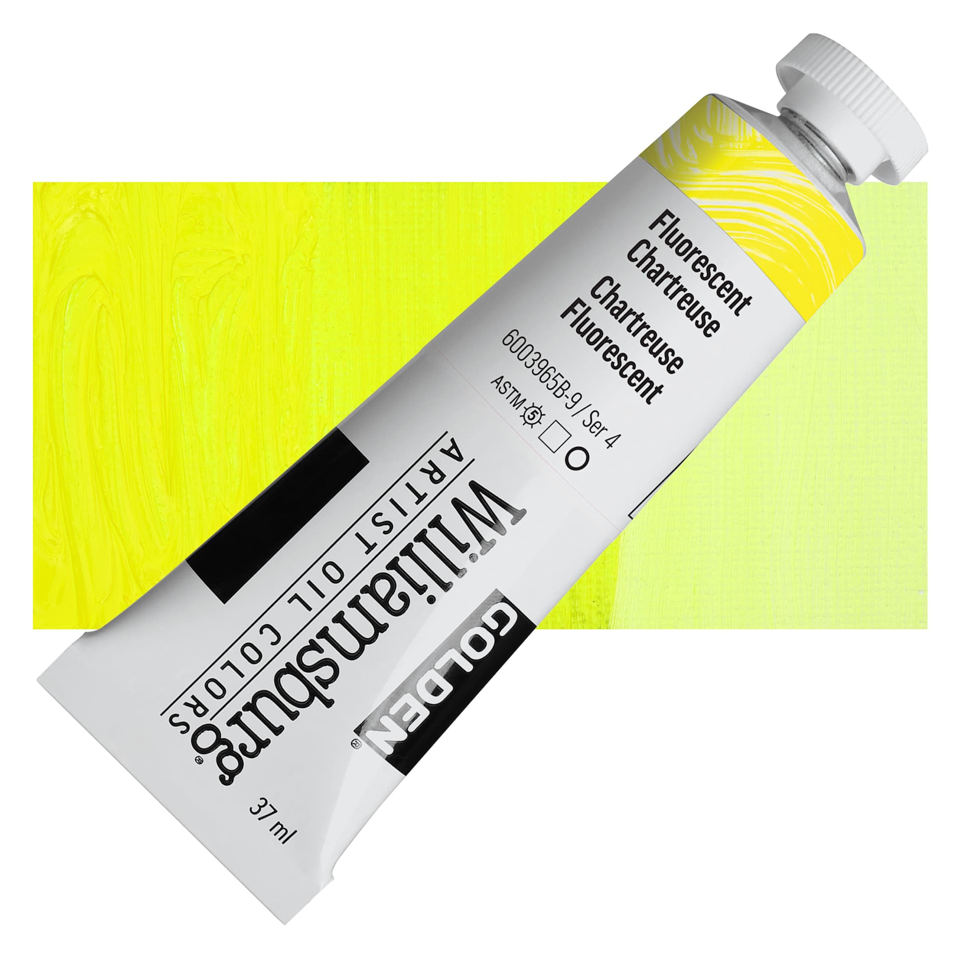 Williamsburg Handmade Oil Paint - Fluorescent Chartreuse, 37 ml tube and swatch