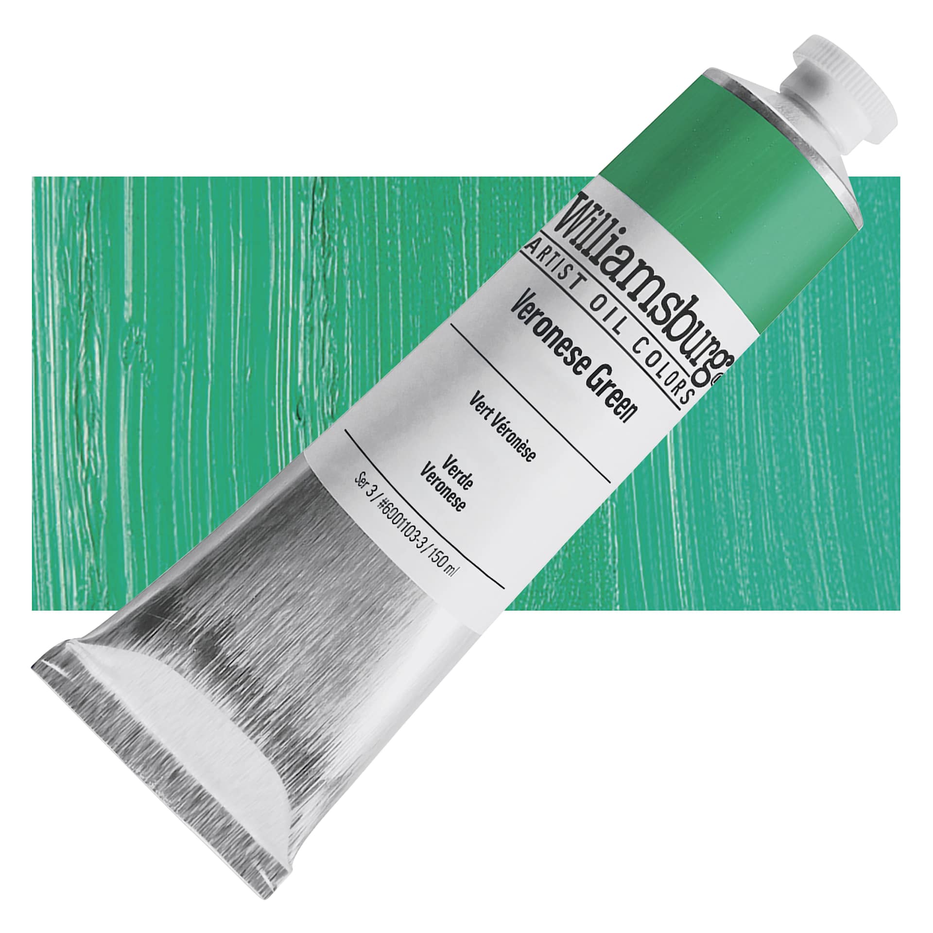 Williamsburg Handmade Oil Paint - Veronese Green, 150 ml tube and swatch
