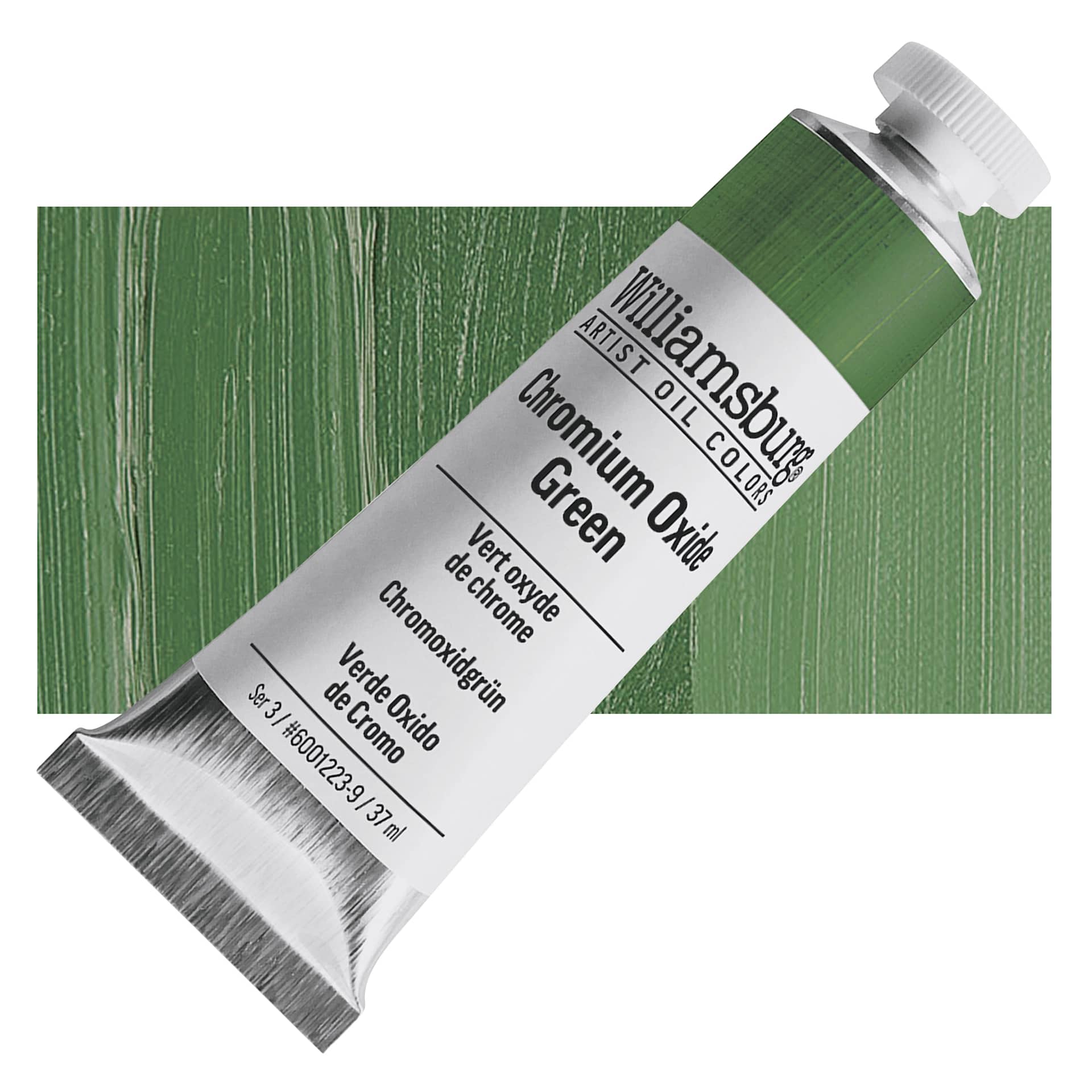 Williamsburg Handmade Oil Paint - Chromium Oxide, 37 ml tube and swatch