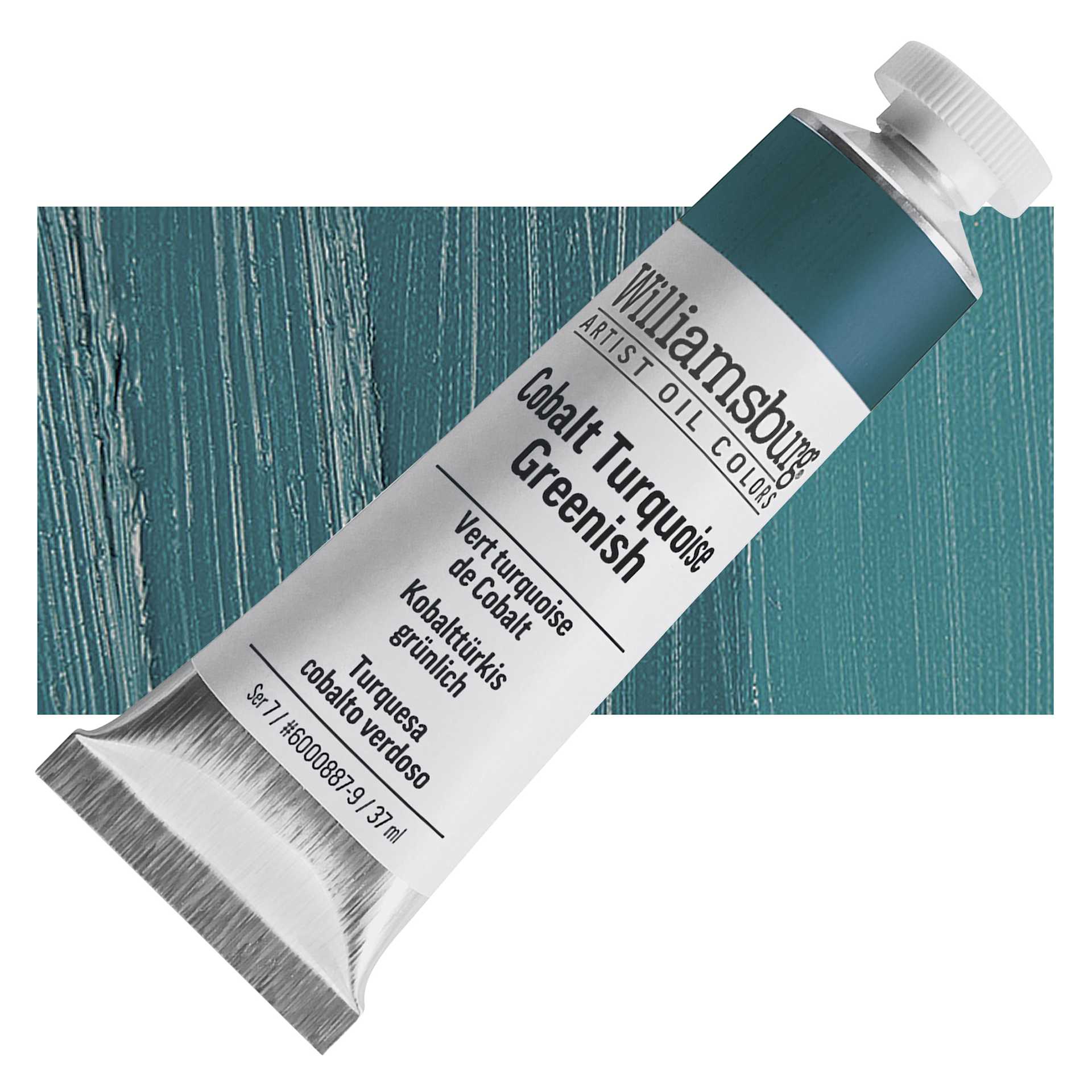 Williamsburg Handmade Oil Paint - Cobalt Turquoise Greenish, 37 ml tube and swatch