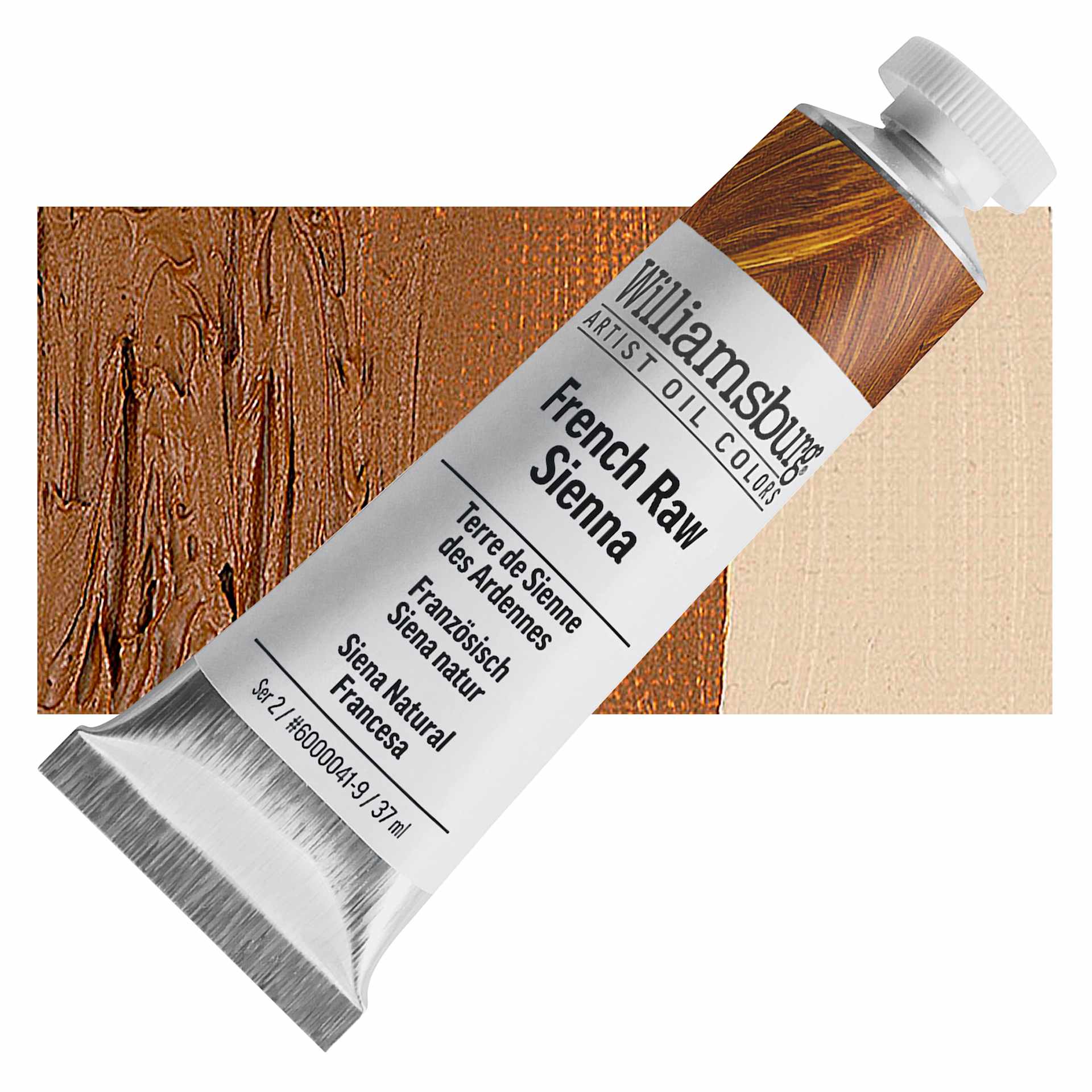 Williamsburg Handmade Oil Paint - French Raw Sienna, 37 ml tube and swatch