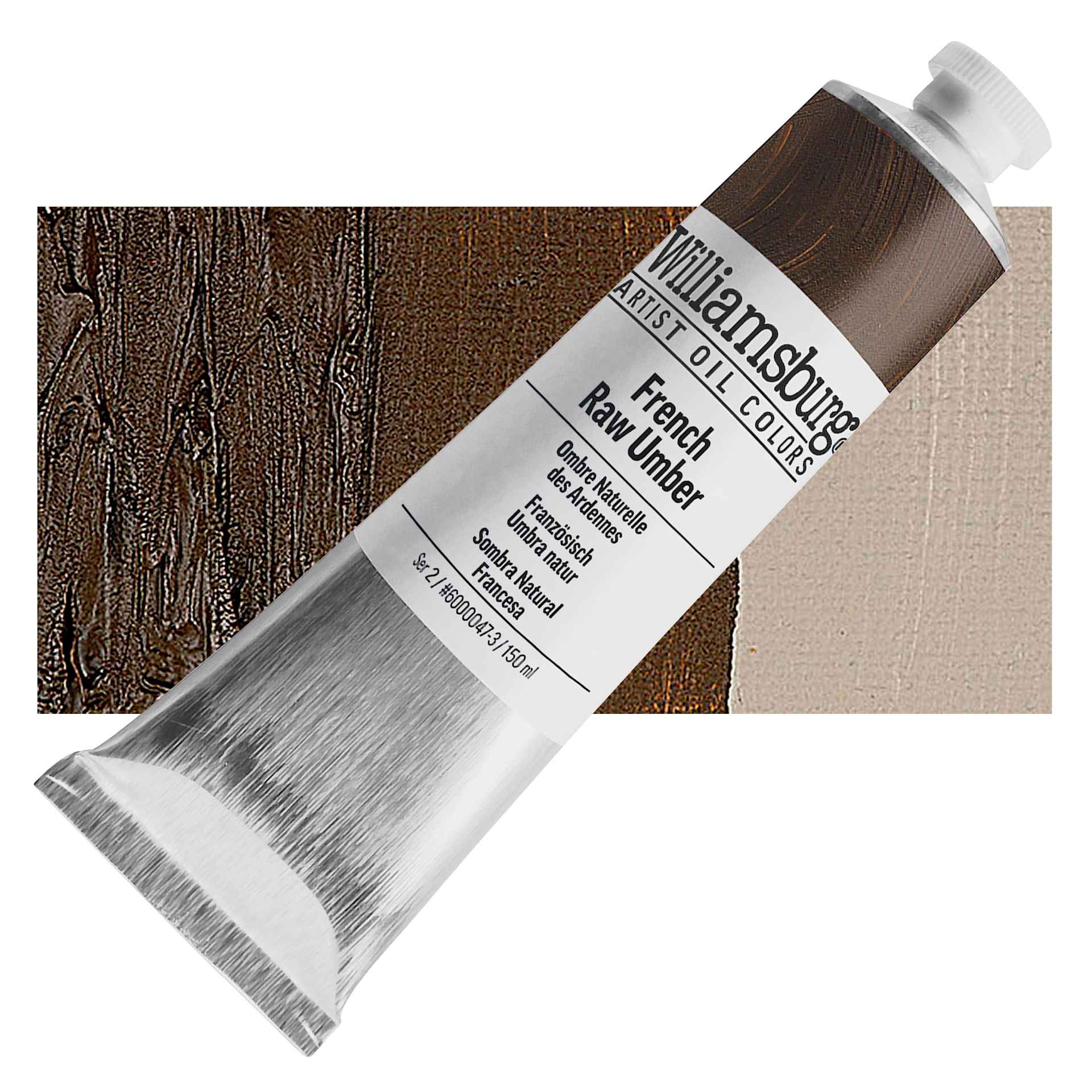 Williamsburg Handmade Oil Paint - French Raw Umber, 150 ml tube and swatch