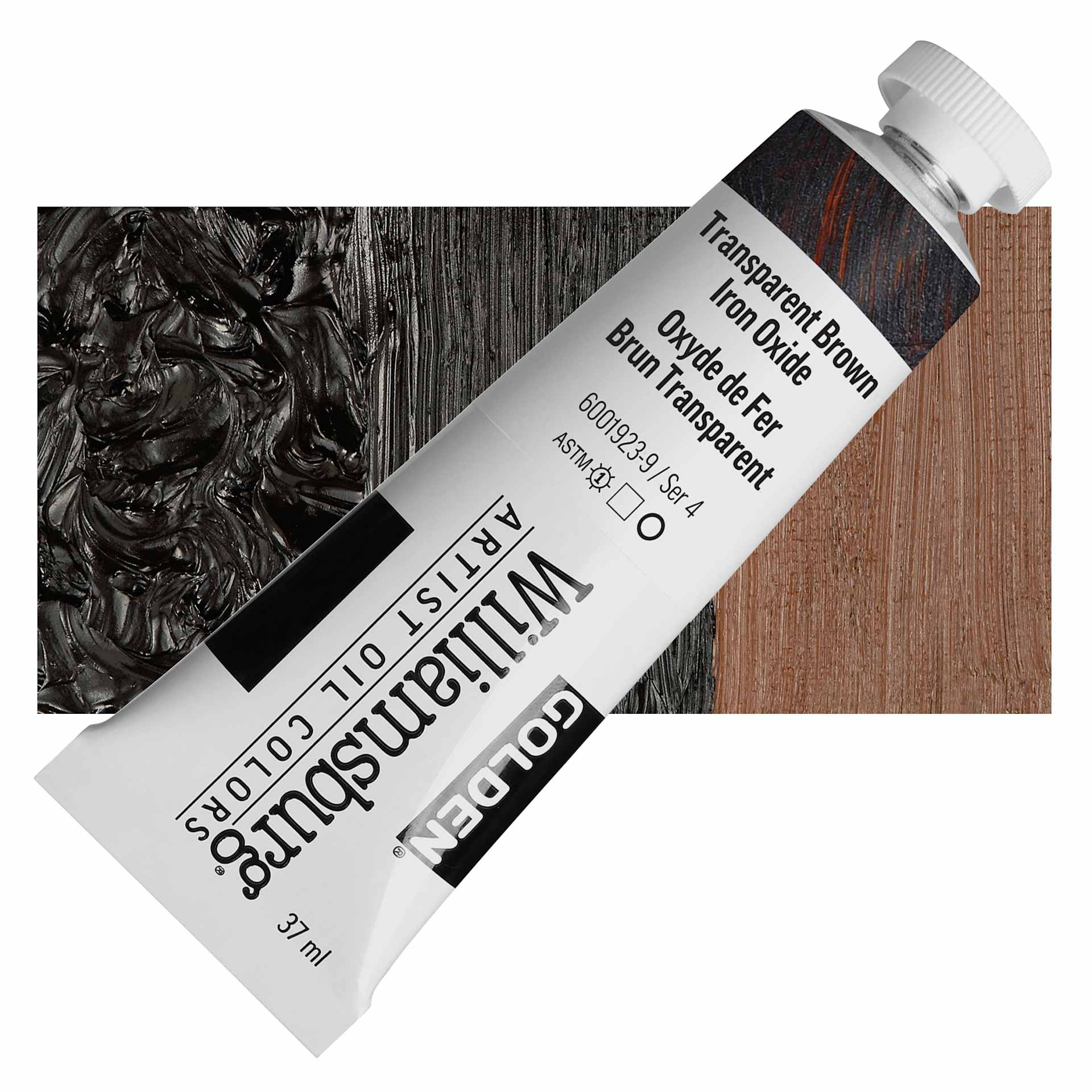 Williamsburg Handmade Oil Paint - Transparent Brown Iron Oxide, 37 ml tube and swatch