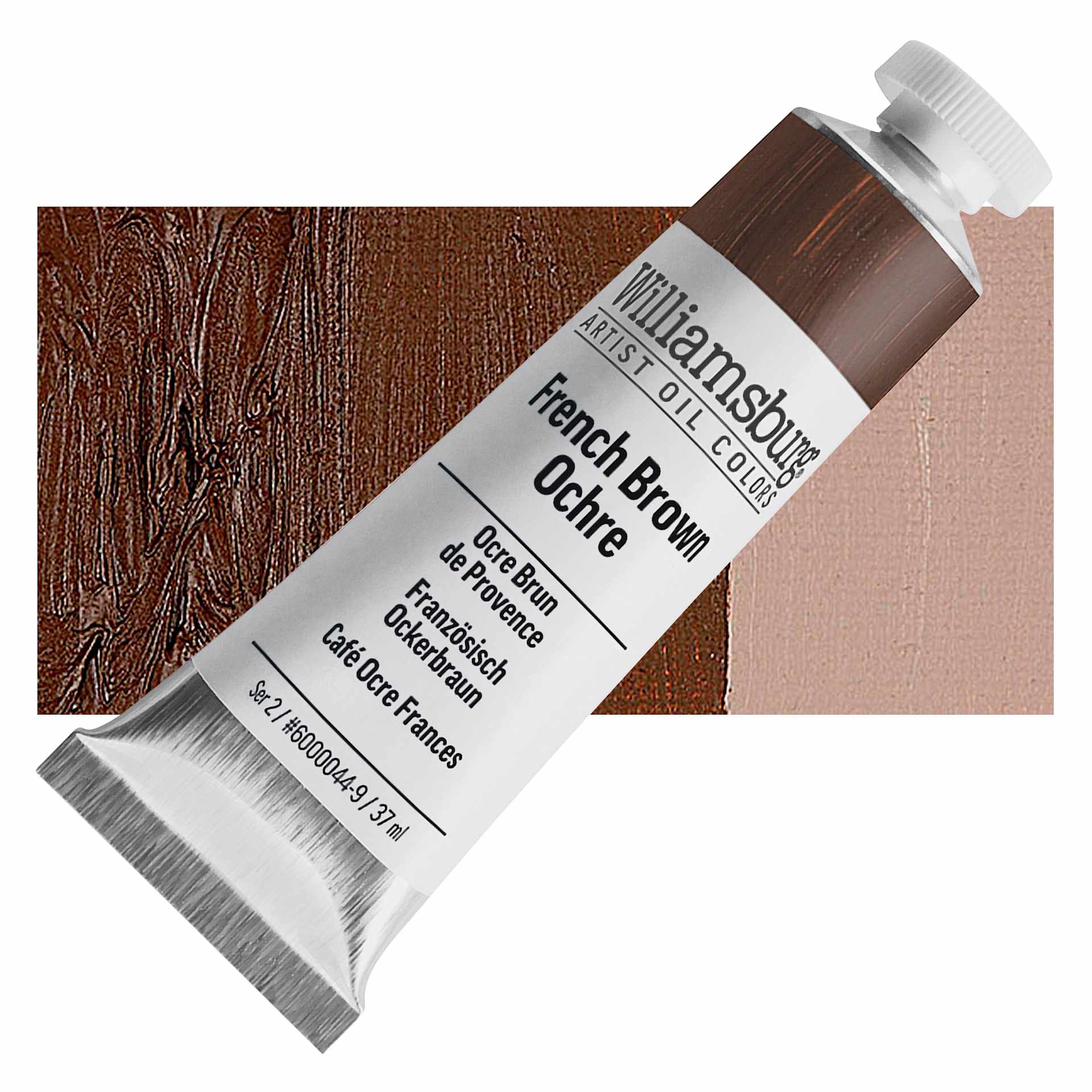 Williamsburg Handmade Oil Paint - French Brown Ochre, 37 ml tube and swatch