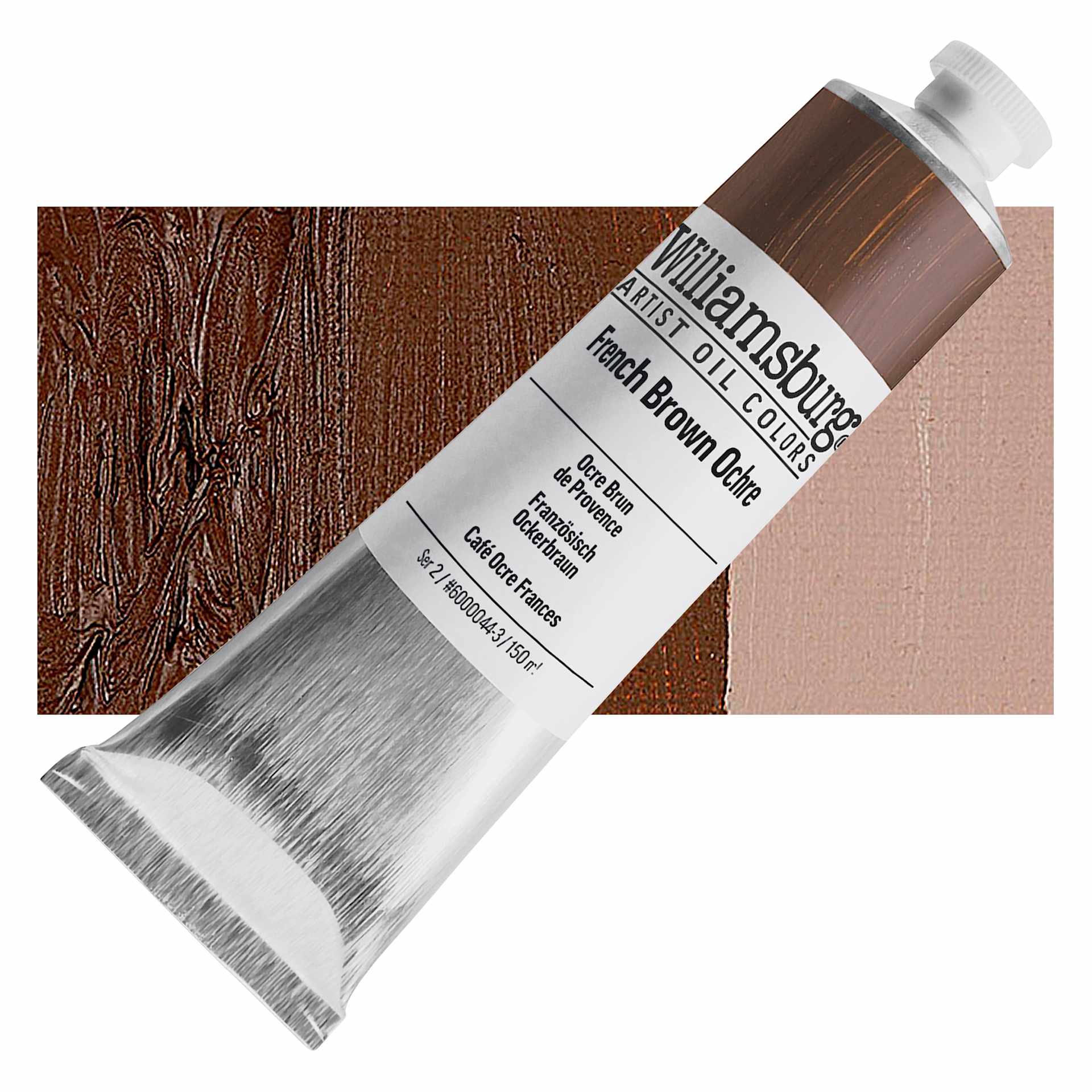 Williamsburg Handmade Oil Paint - French Brown Ochre, 150 ml tube and swatch