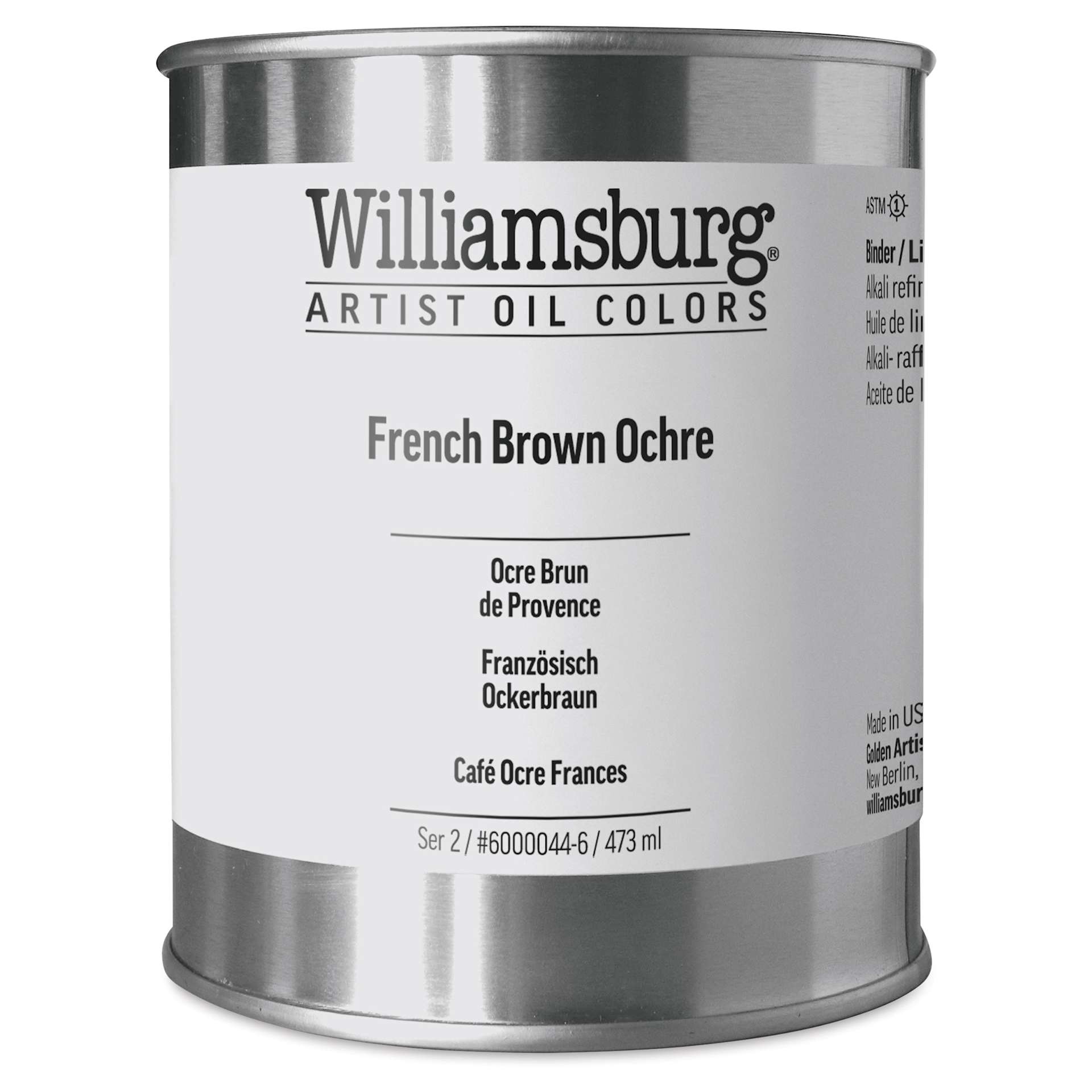 Williamsburg Handmade Oil Paint - French Brown Ochre, 16 oz can