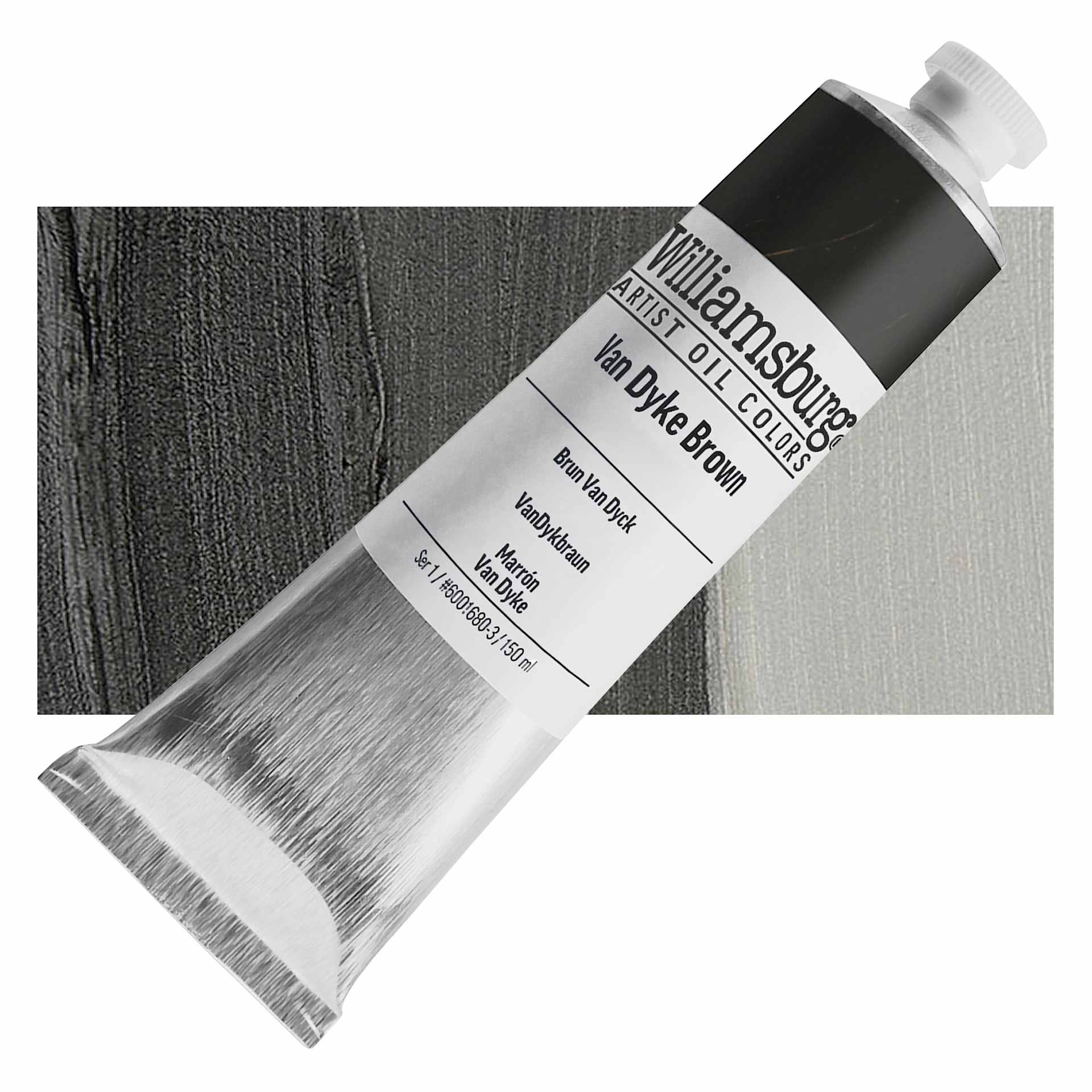 Williamsburg Handmade Oil Paint - Van Dyke Brown, 150 ml tube and swatch