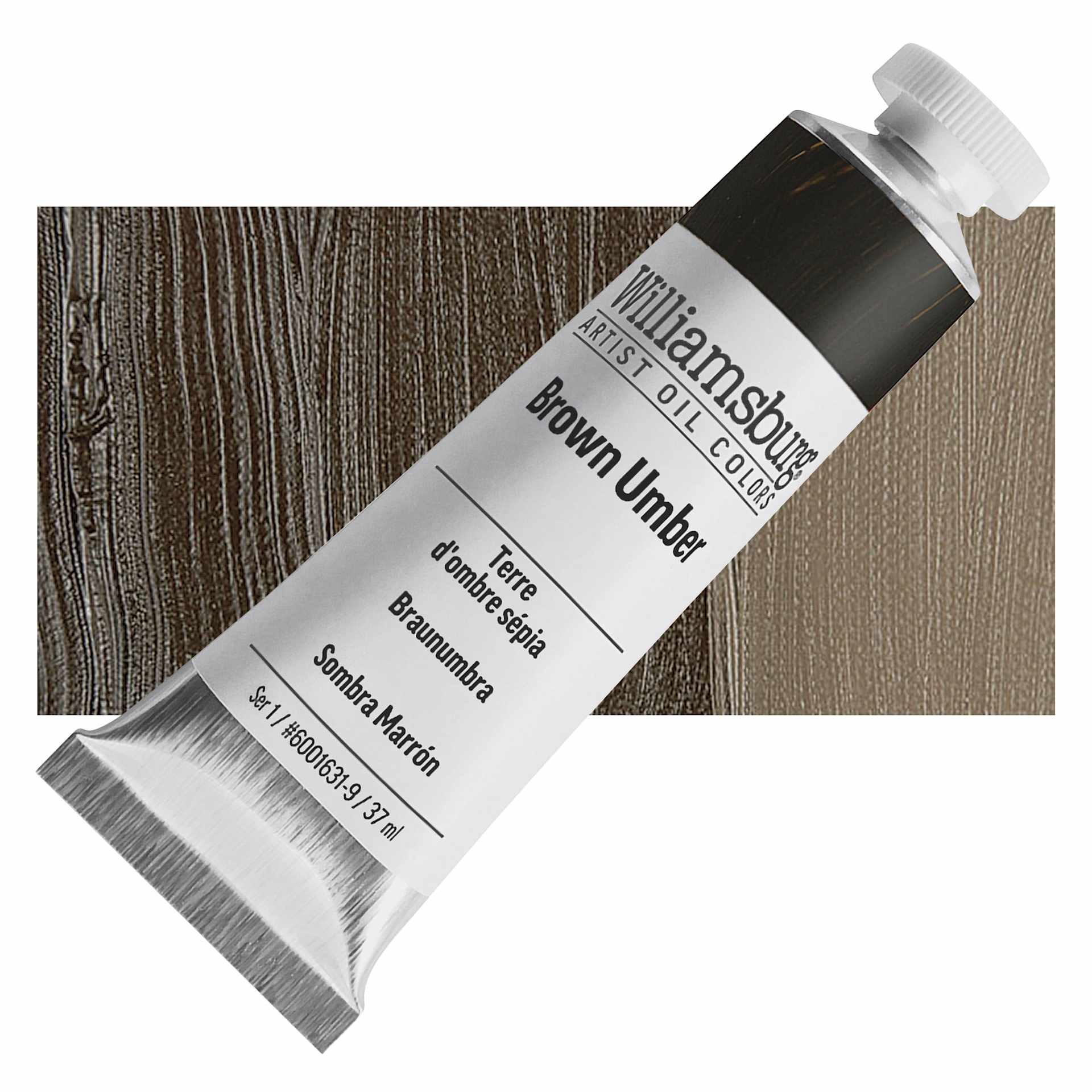 Williamsburg Handmade Oil Paint - Brown Umber, 37 ml tube and swatch
