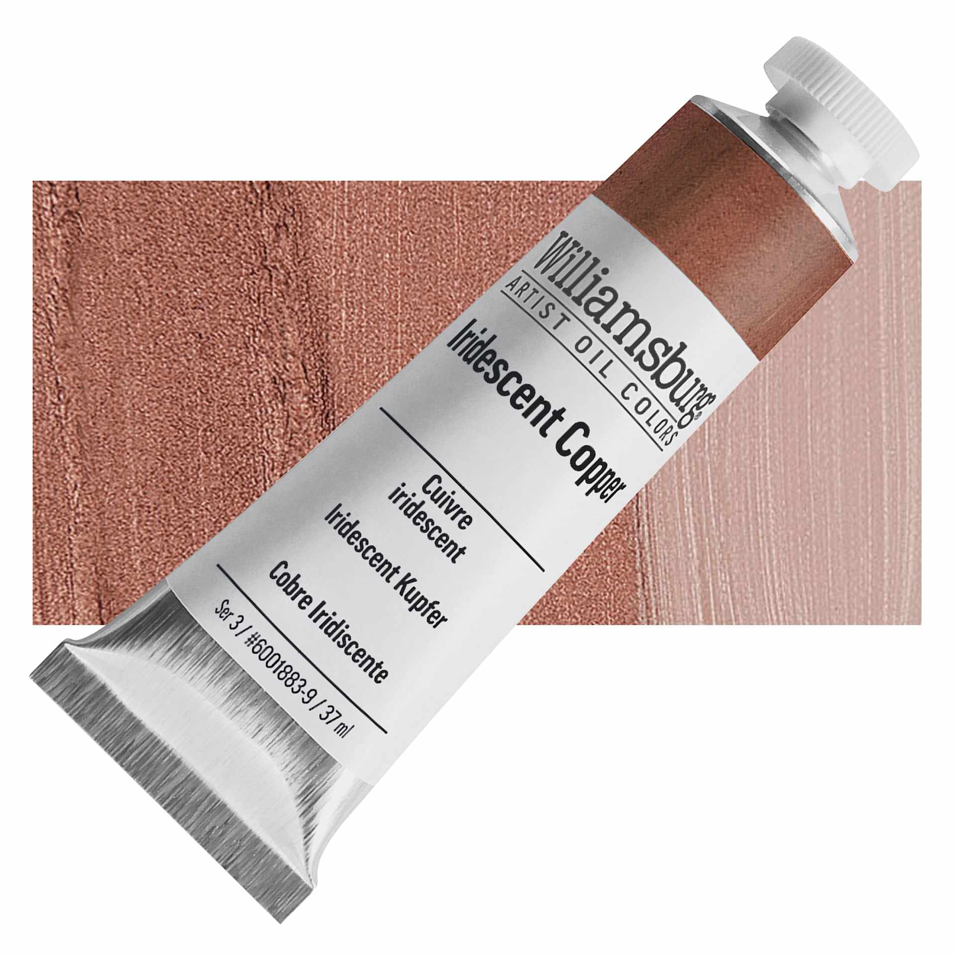 Williamsburg Handmade Oil Paint - Iridescent Copper, 37 ml tube and swatch