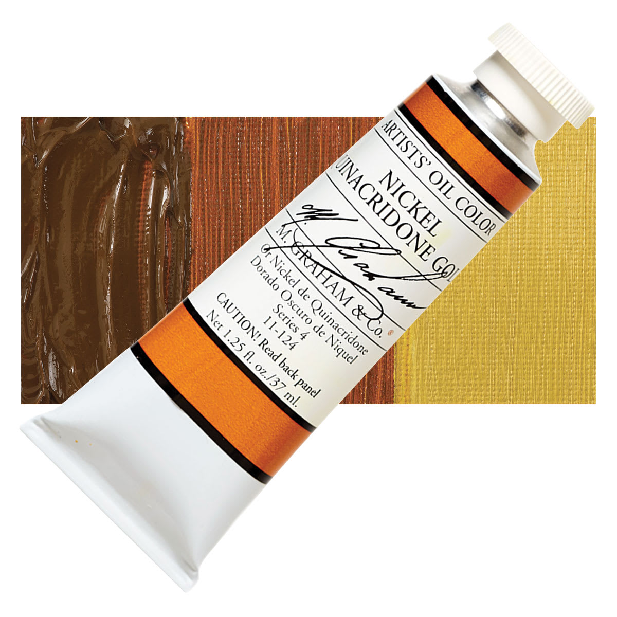 M. Graham Artists' Oil Color - Nickel  Quinacridone Gold, 37 ml tube and swatch