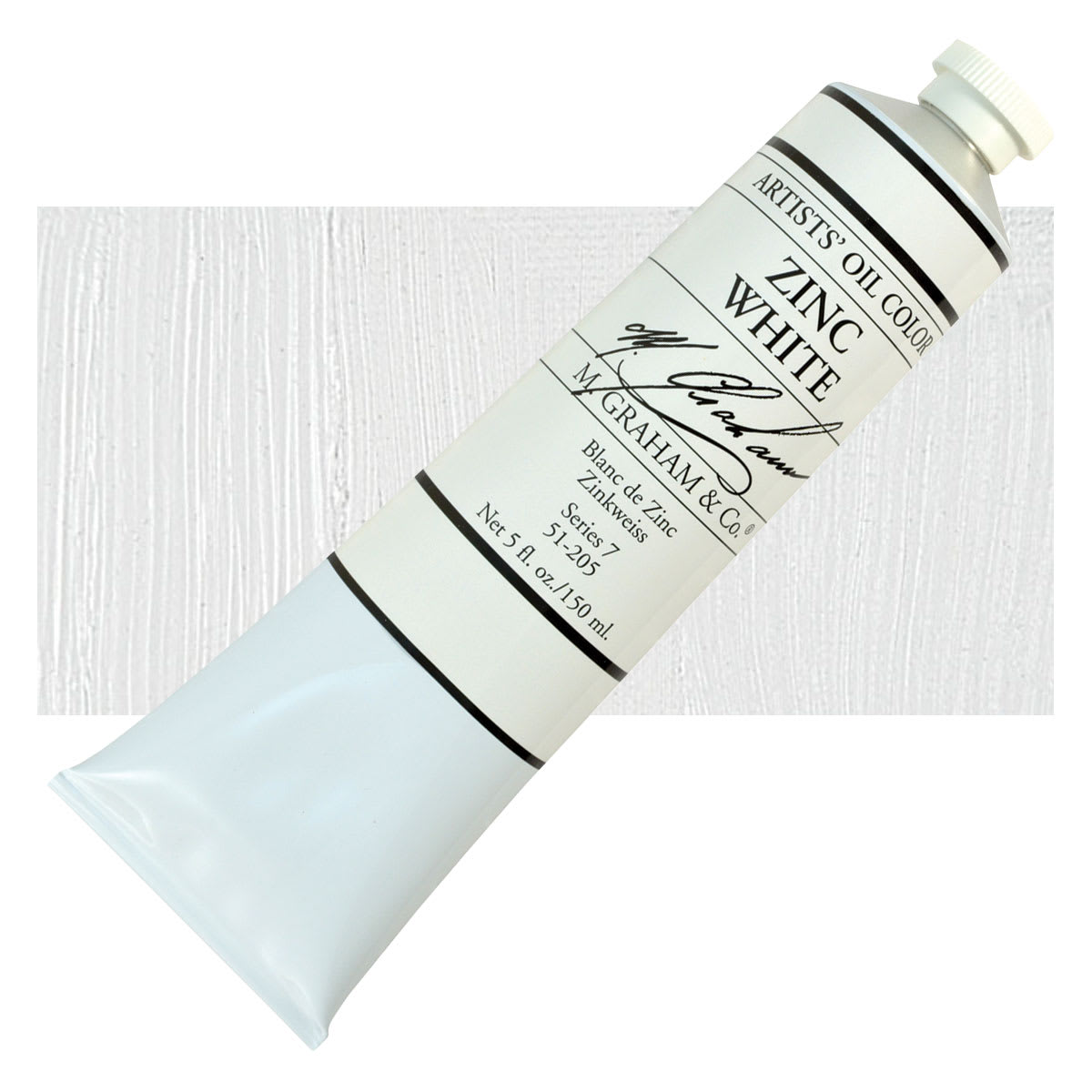 M. Graham Artists' Oil Color - Zinc White, 150 ml tube and swatch