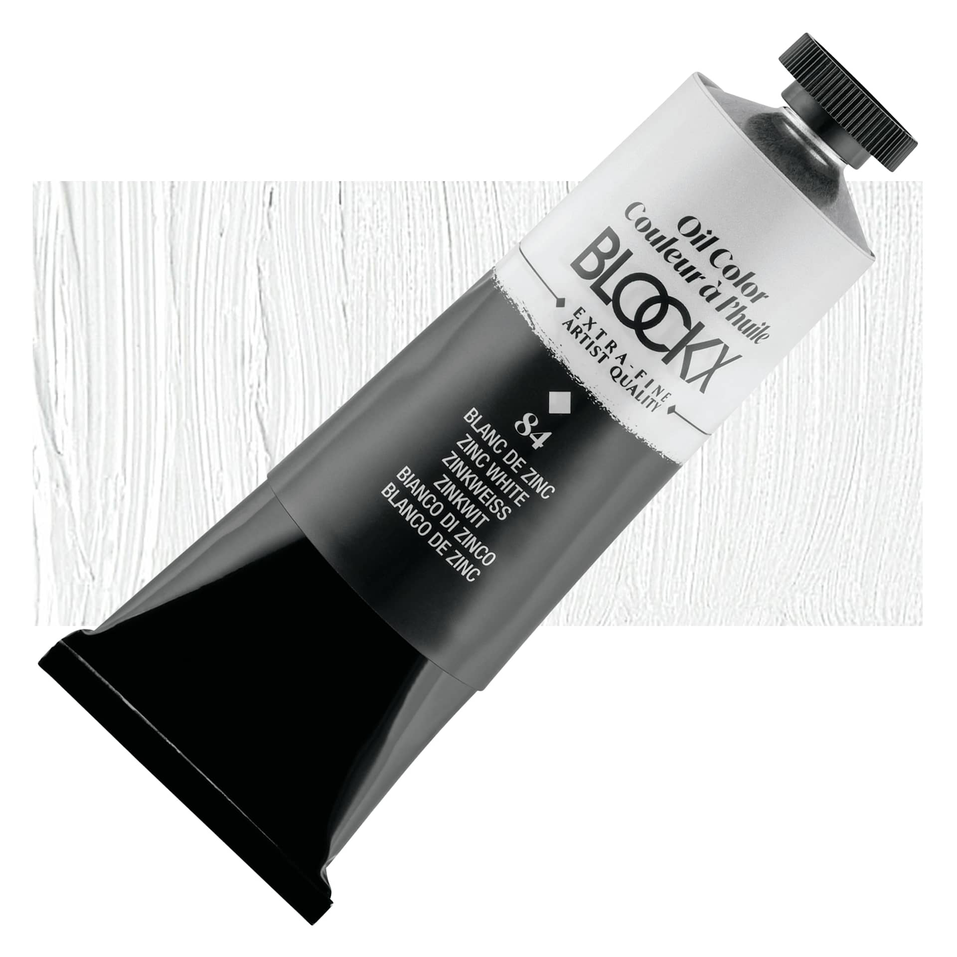 Blockx Artist Oil Color - Zinc White, 200 ml tube and swatch