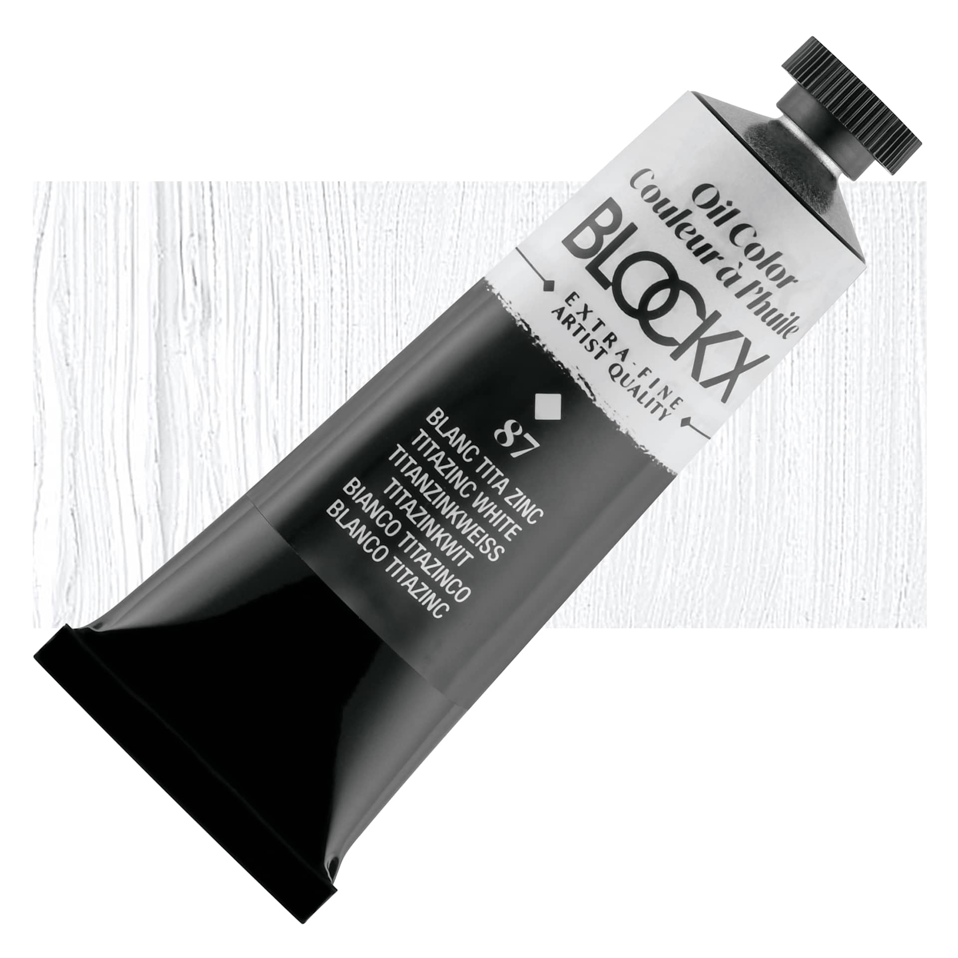 Blockx Artist Oil Color - Titanium-Zinc White, 35 ml tube and swatch