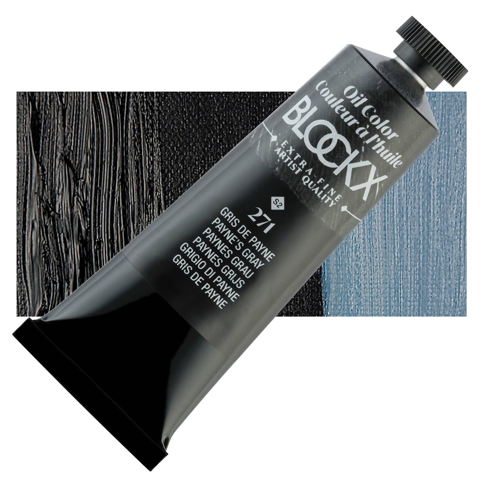 Blockx Artist Oil Color - Payne's Gray, 35 ml tube and swatch