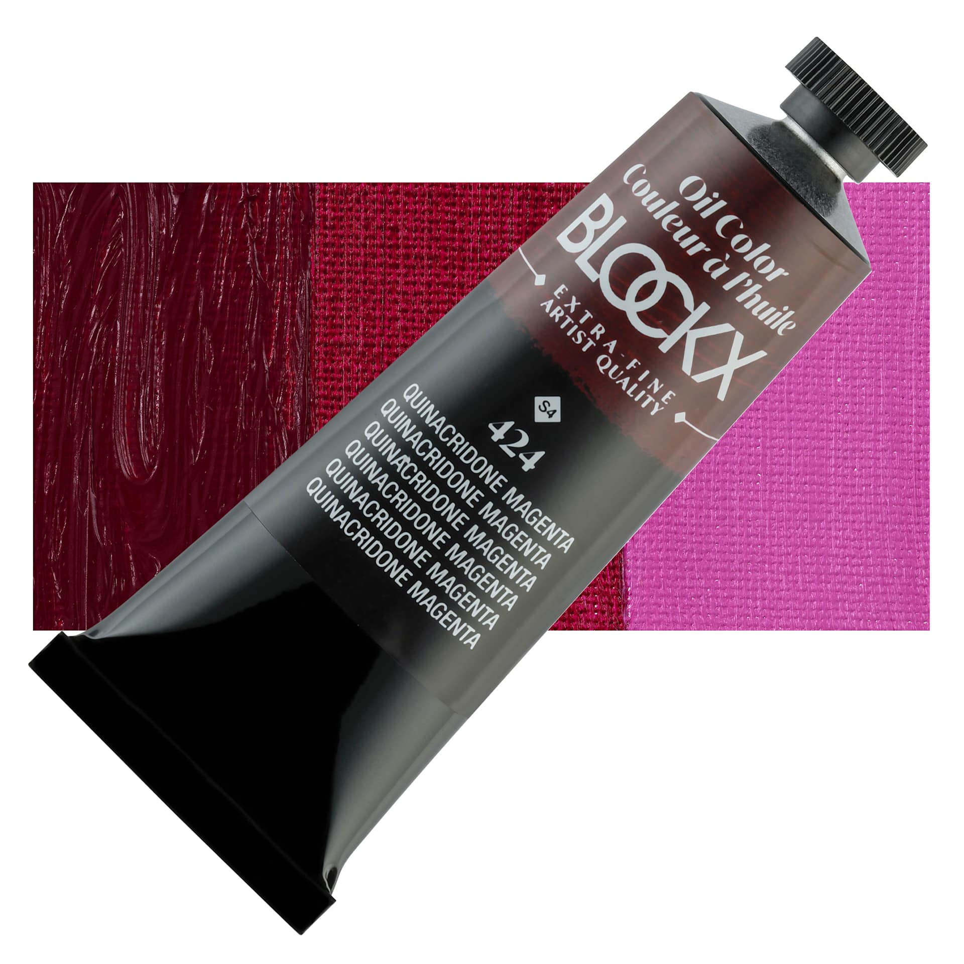 Blockx Artist Oil Color - Quinacridone Magenta, 35 ml - Tube and Swatch