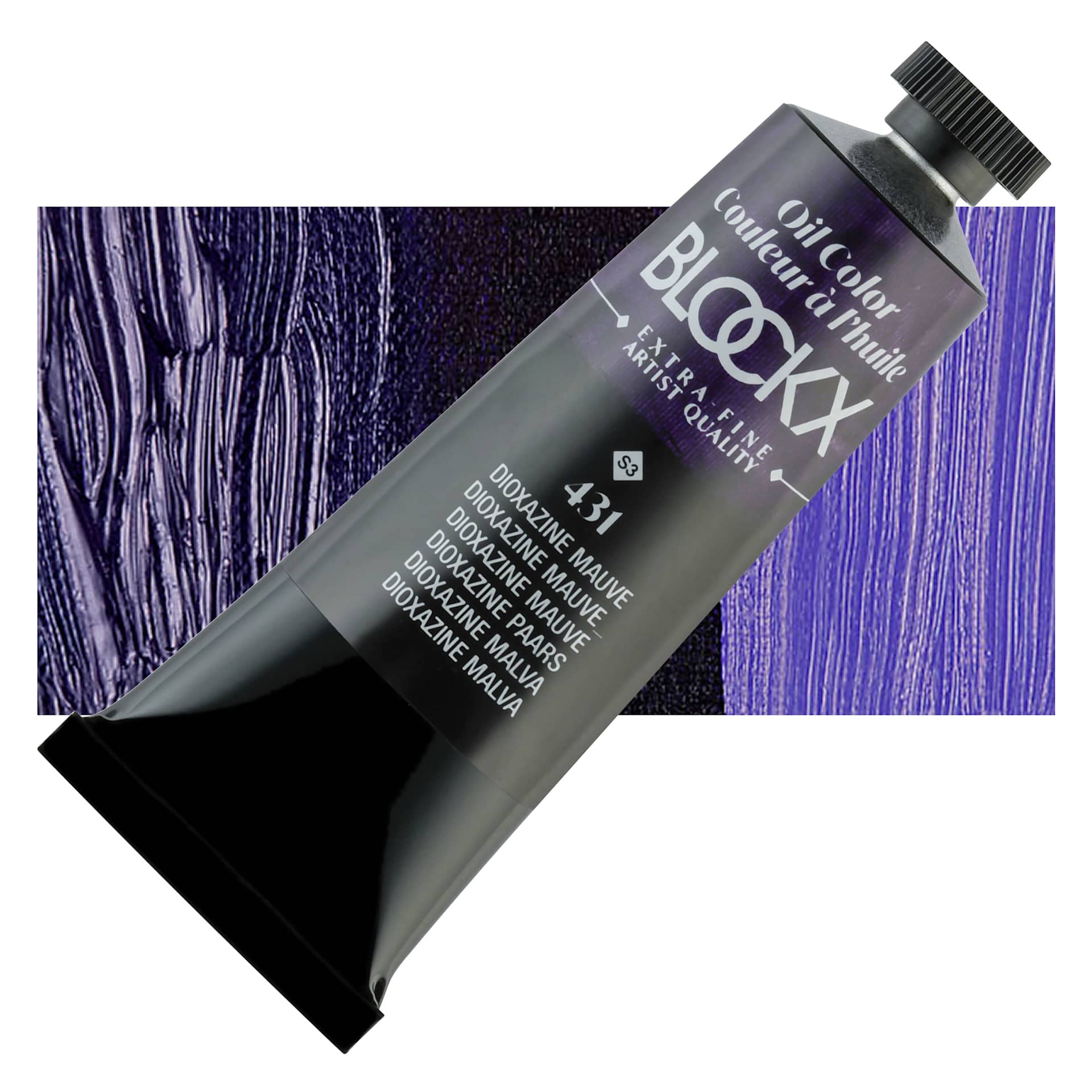 Blockx Artist Oil Color - Dioxazine Mauve, 35 ml Tube and swatch