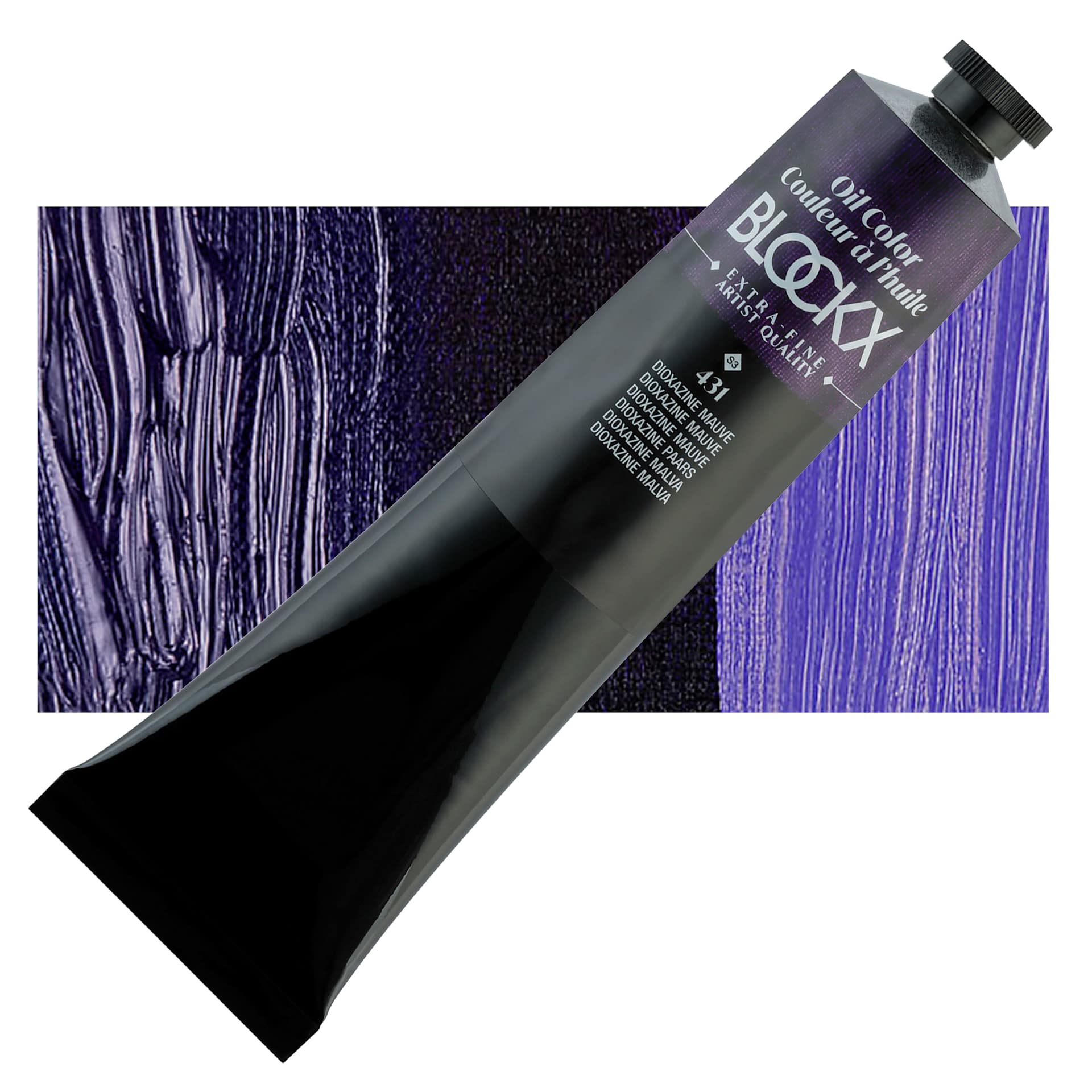 Blockx Artist Oil Color - Dioxazine Mauve, 200 ml Tube and swatch