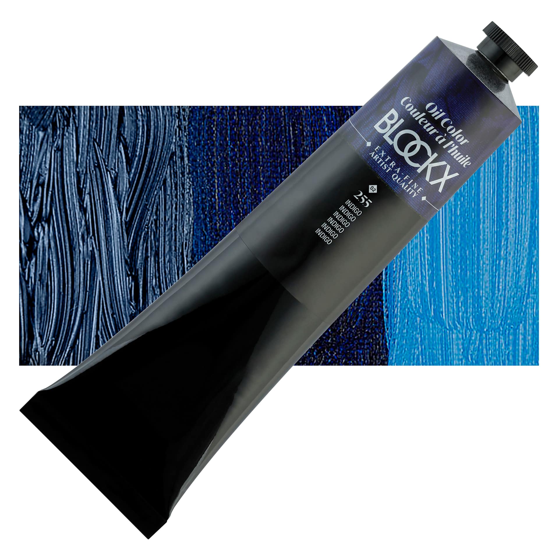 Blockx Artist Oil Color - Indigo, 200 ml tube and swatch